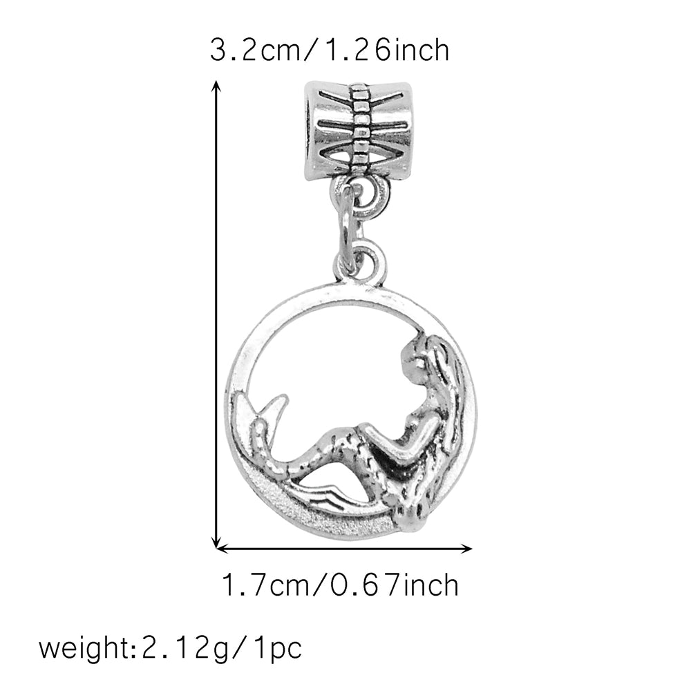 Multi-Style Retro Silver Pendant Marine Animal Heart Design Charm Bead Alloy DIY Necklace Bracelet Making Accessory Phone Chain Key Chain Decor Supplies