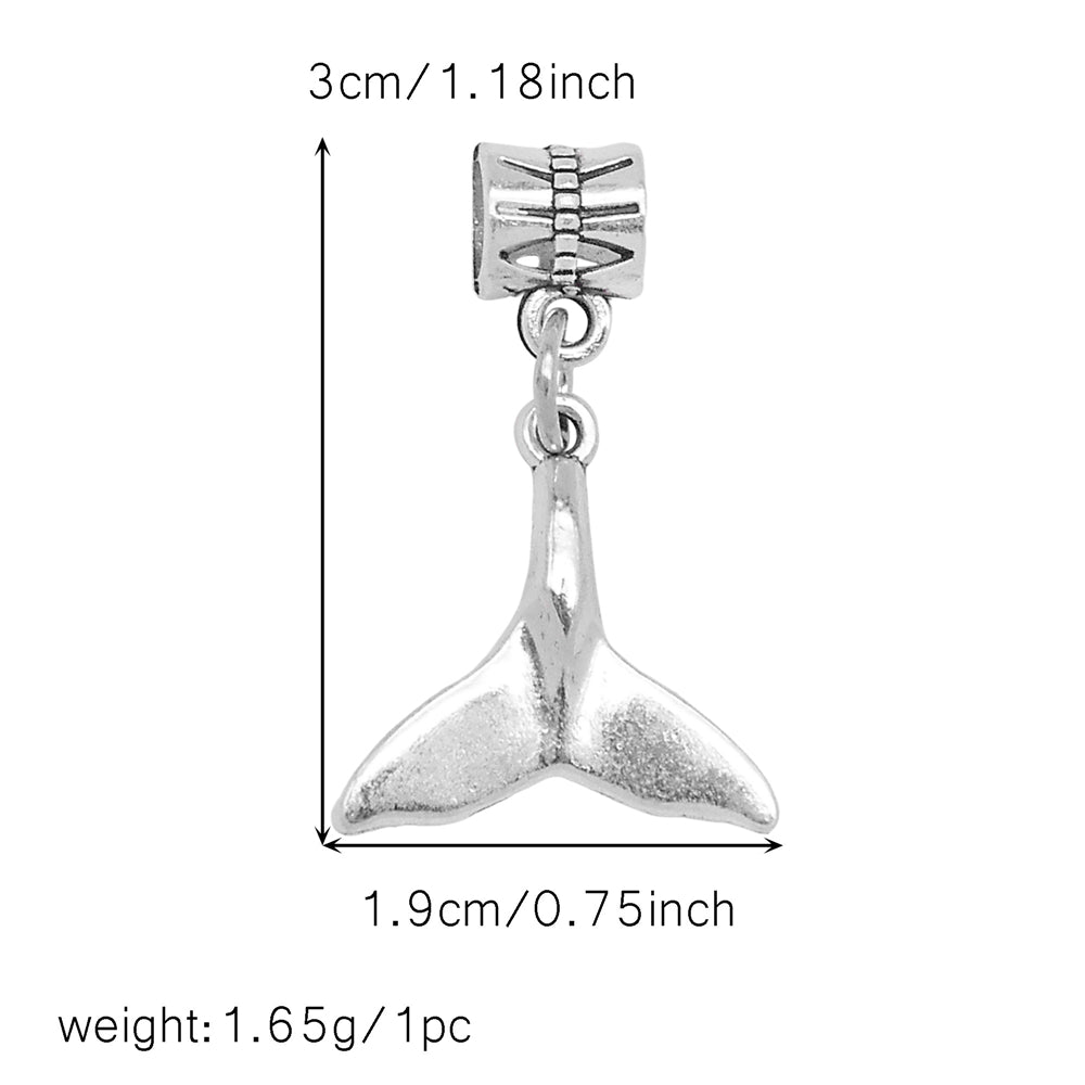 Multi-Style Retro Silver Pendant Marine Animal Heart Design Charm Bead Alloy DIY Necklace Bracelet Making Accessory Phone Chain Key Chain Decor Supplies