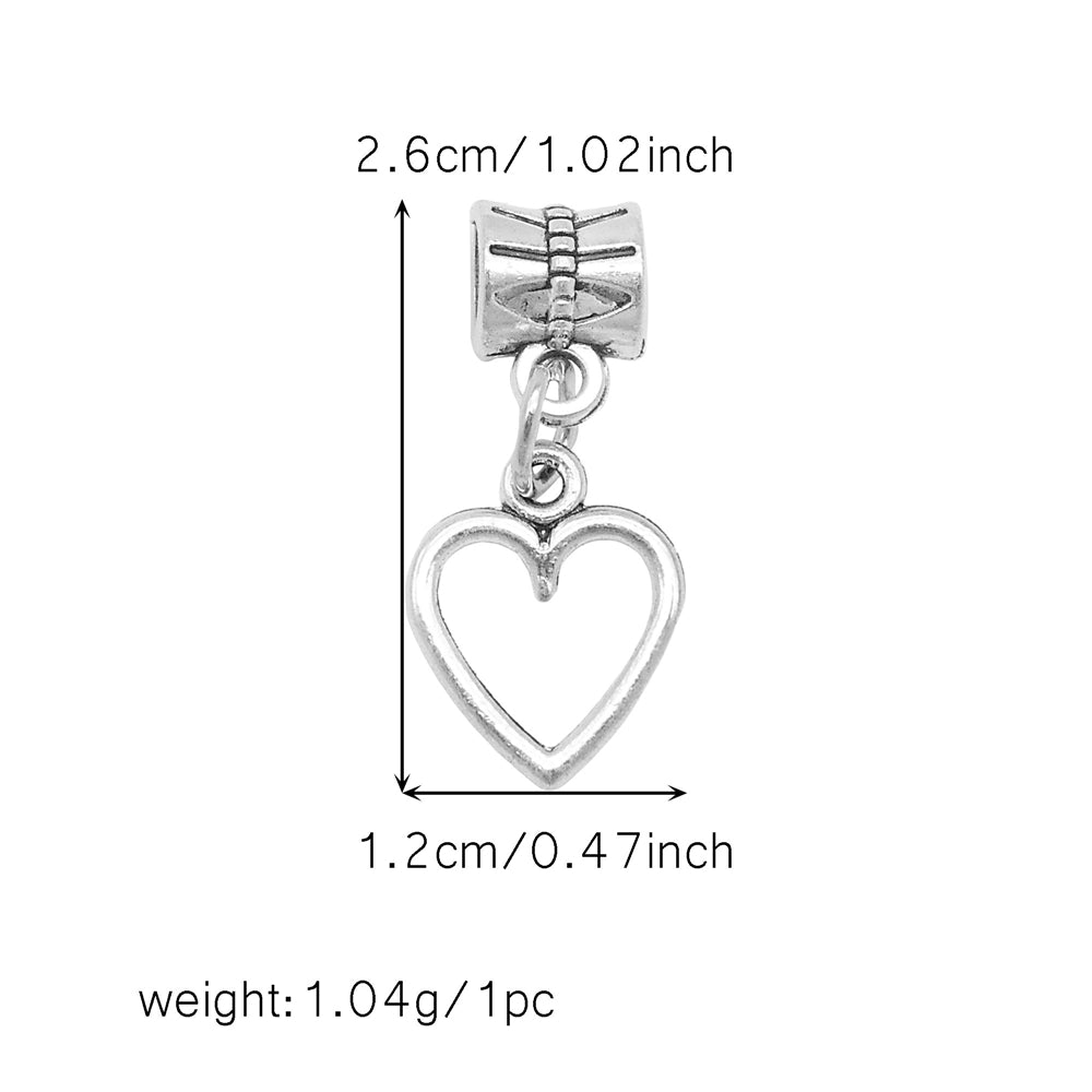 Multi-Style Retro Silver Pendant Marine Animal Heart Design Charm Bead Alloy DIY Necklace Bracelet Making Accessory Phone Chain Key Chain Decor Supplies