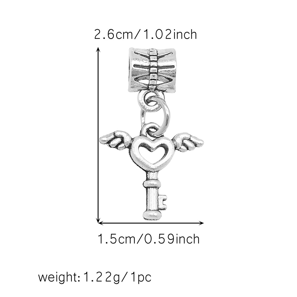 Multi-Style Retro Silver Pendant Marine Animal Heart Design Charm Bead Alloy DIY Necklace Bracelet Making Accessory Phone Chain Key Chain Decor Supplies