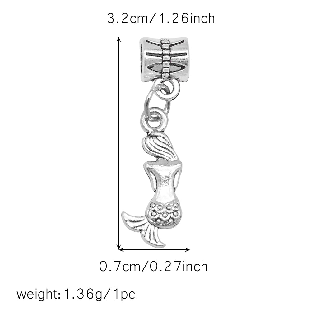 Multi-Style Retro Silver Pendant Marine Animal Heart Design Charm Bead Alloy DIY Necklace Bracelet Making Accessory Phone Chain Key Chain Decor Supplies