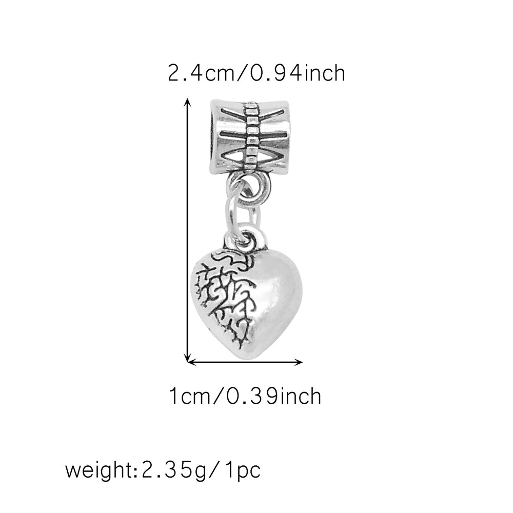 Multi-Style Retro Silver Pendant Marine Animal Heart Design Charm Bead Alloy DIY Necklace Bracelet Making Accessory Phone Chain Key Chain Decor Supplies