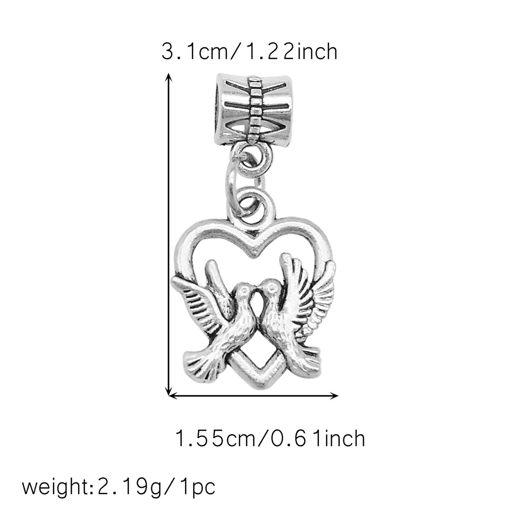 Multi-Style Retro Silver Pendant Marine Animal Heart Design Charm Bead Alloy DIY Necklace Bracelet Making Accessory Phone Chain Key Chain Decor Supplies
