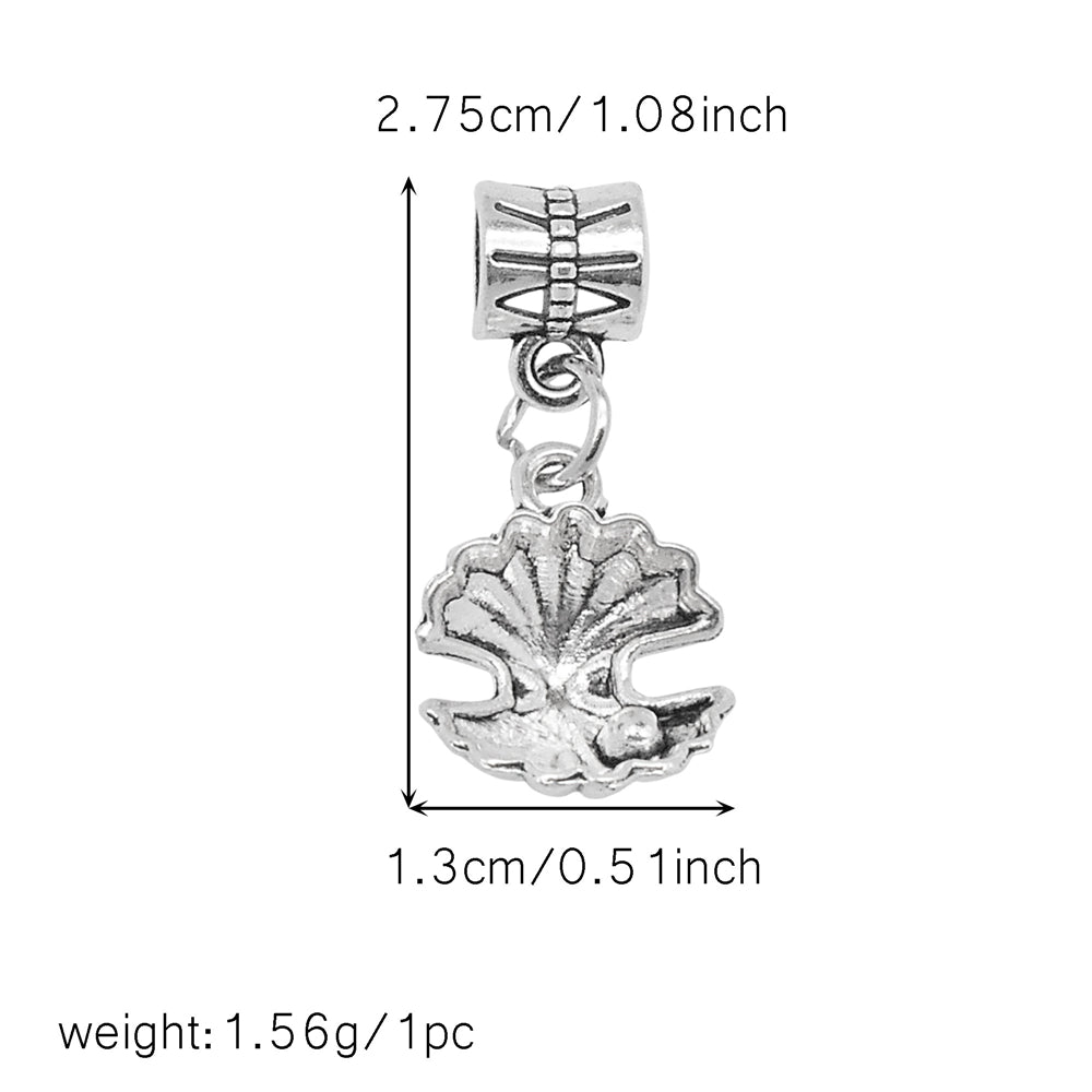 Multi-Style Retro Silver Pendant Marine Animal Heart Design Charm Bead Alloy DIY Necklace Bracelet Making Accessory Phone Chain Key Chain Decor Supplies