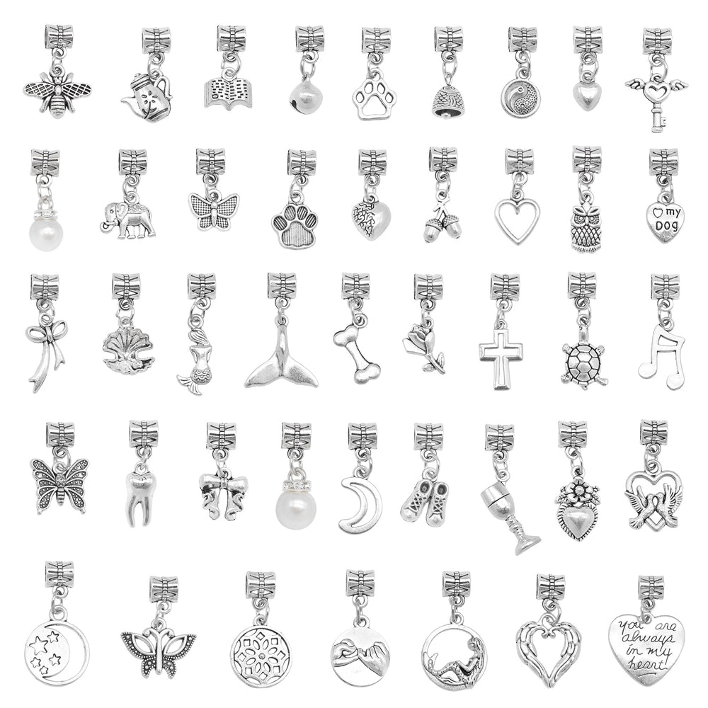 Multi-Style Retro Silver Pendant Marine Animal Heart Design Charm Bead Alloy DIY Necklace Bracelet Making Accessory Phone Chain Key Chain Decor Supplies