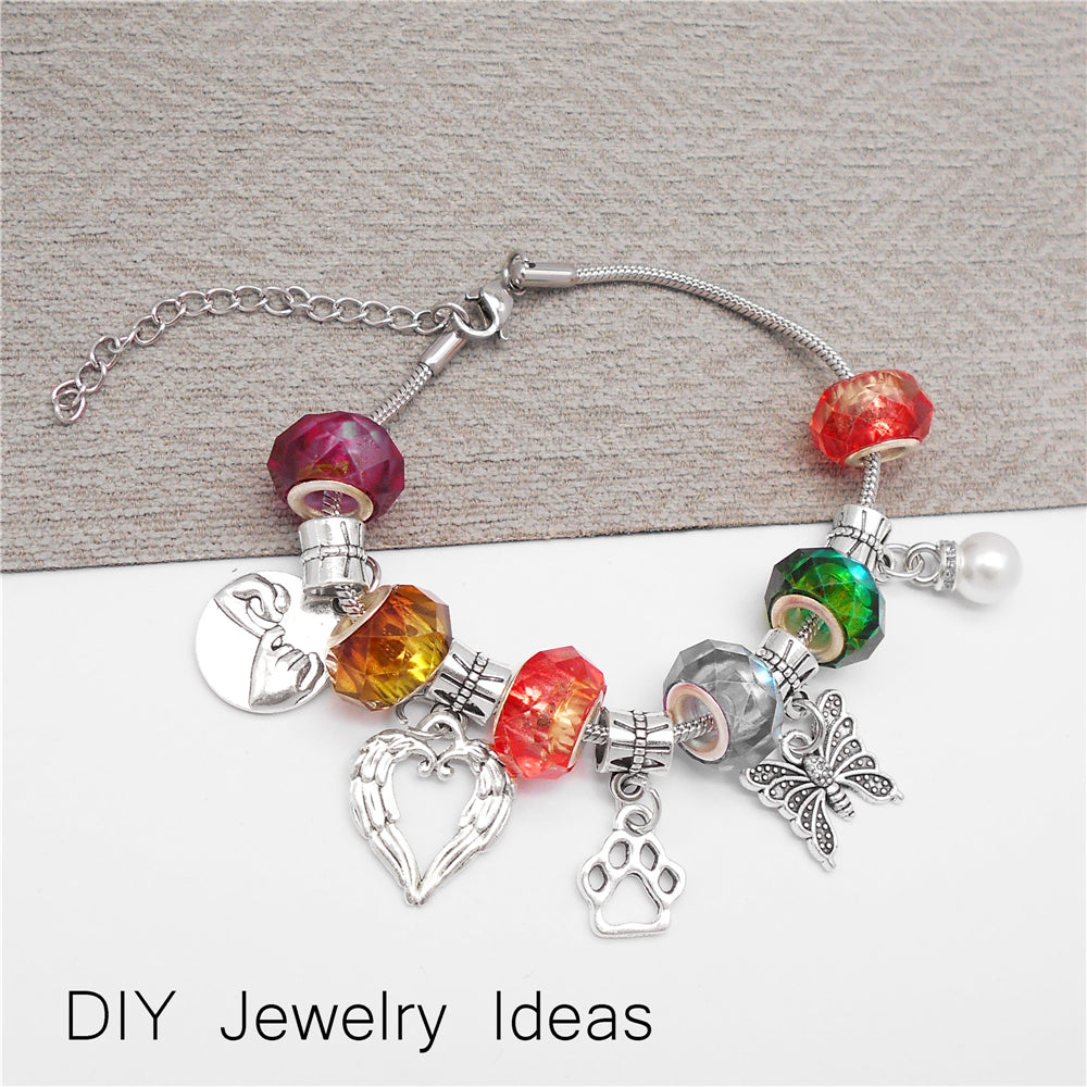 Multi-Style Retro Silver Pendant Marine Animal Heart Design Charm Bead Alloy DIY Necklace Bracelet Making Accessory Phone Chain Key Chain Decor Supplies