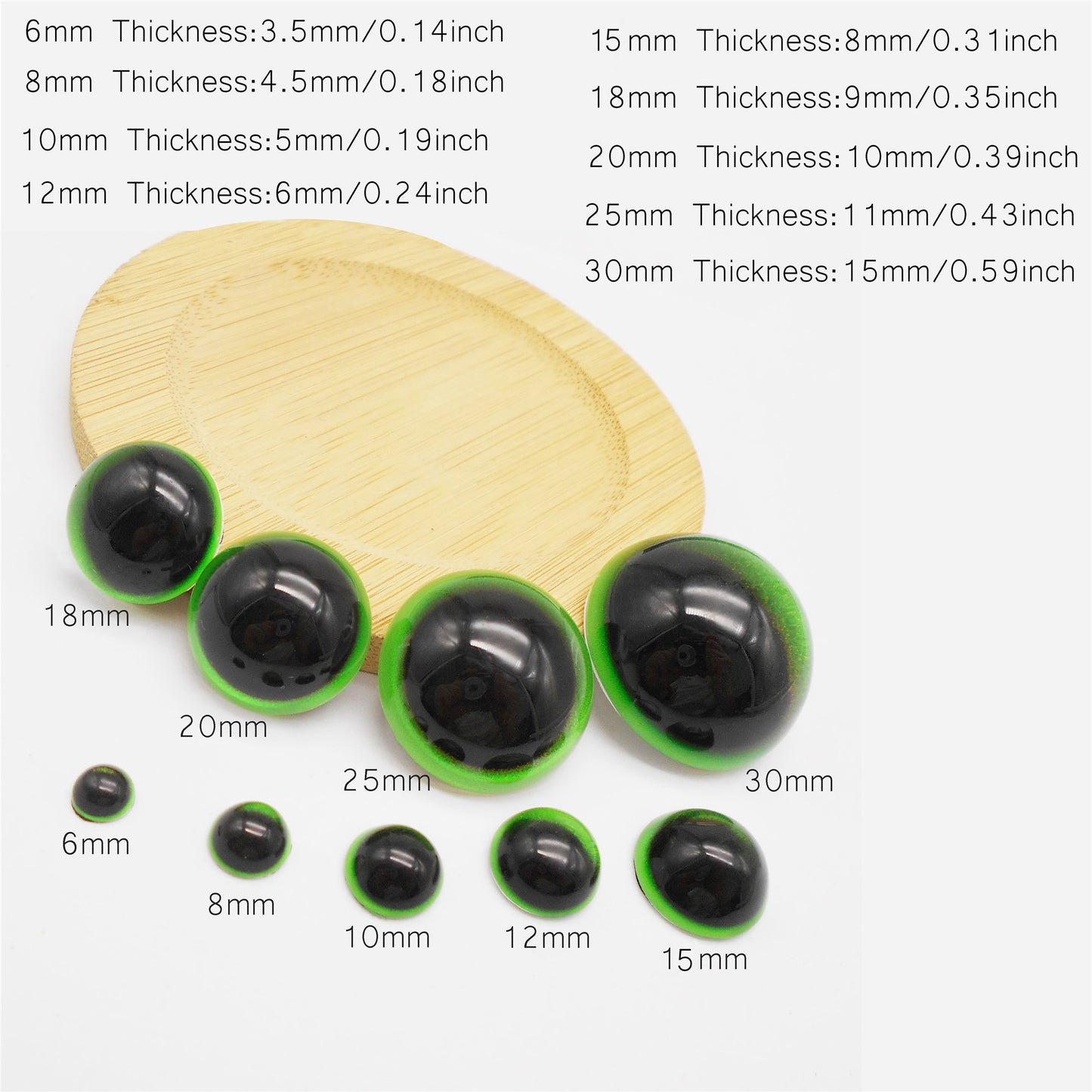 Mixed Half Round Eyes Doll Cat Rabbit Eyes Flat Back Glass Cabochons DIY Toy Crafts Making Supplies 6-30mm