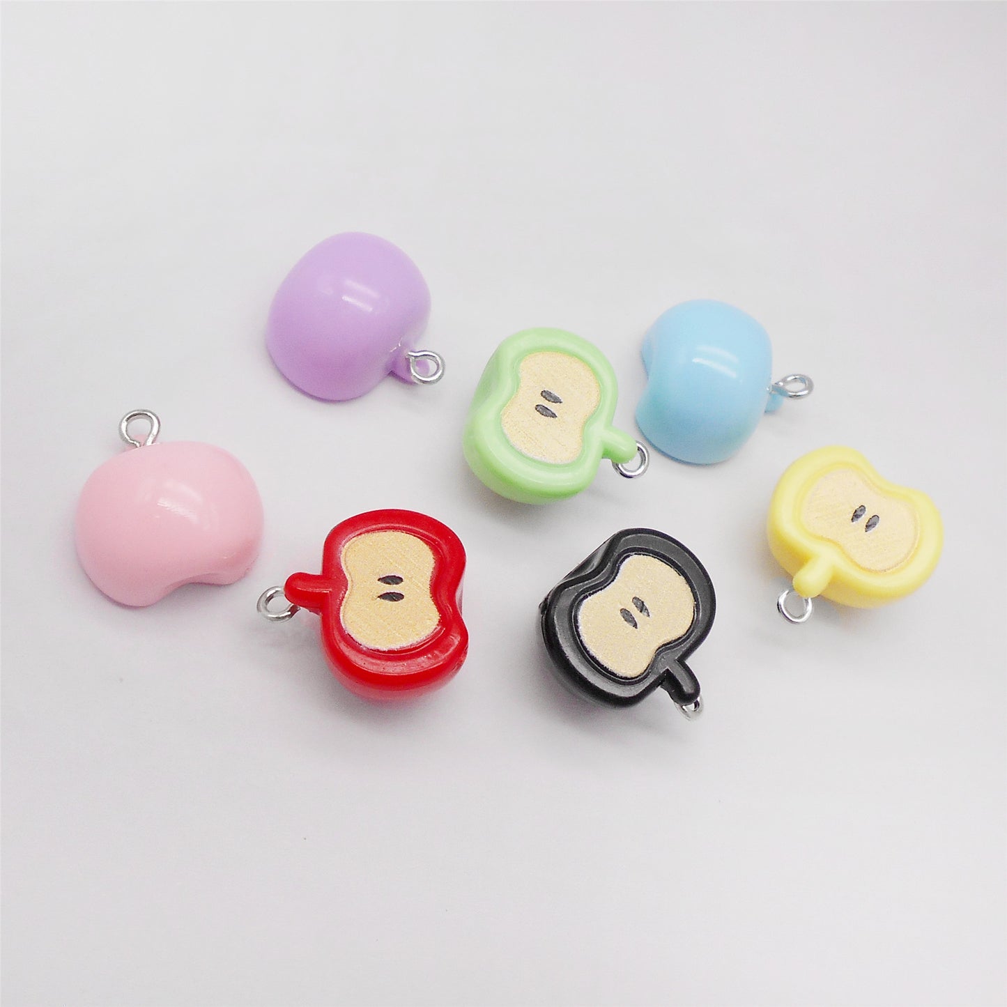 10pcs Resin 3D Apple Charms Fruit Apple Core Enamel Pendant DIY Crafts Making Supplies Jewelry Necklace Bracelet Earrings Pendant Accessory 18.5x17.5mm