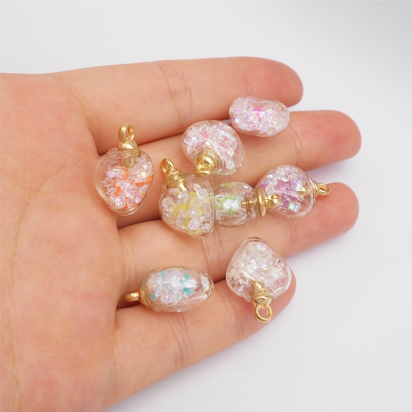 10pcs Clear Crystal Glass Charm 21x15mm Heart Design Pendant DIY Necklace Bracelet Making Accessory Crafts Phone Chain Key Chain Decor