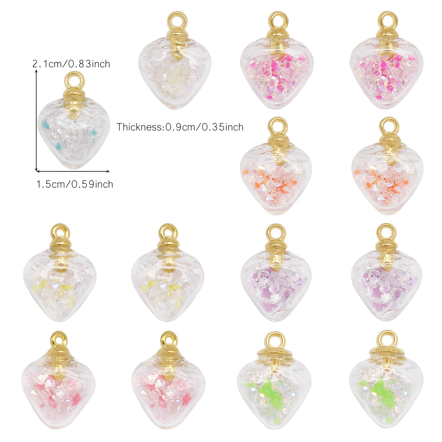 10pcs Clear Crystal Glass Charm 21x15mm Heart Design Pendant DIY Necklace Bracelet Making Accessory Crafts Phone Chain Key Chain Decor