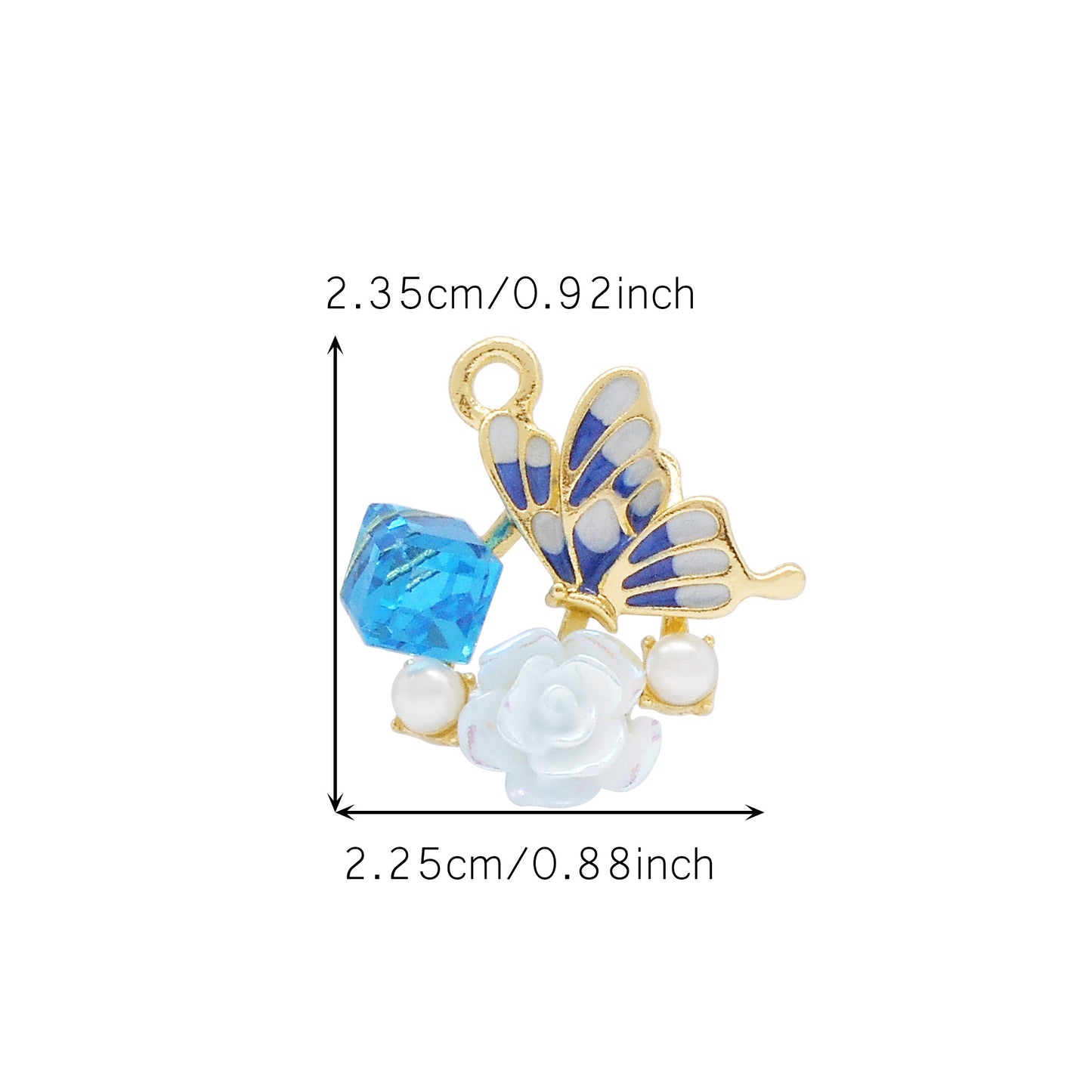 3Pcs Camellia Charm with Faux Pearl Crystal Rhinestone Butterfly Gathering Flowers Pendant Enamel Alloy Jewelry Making Accessory DIY Crafts Decor 23.5x22.5mm