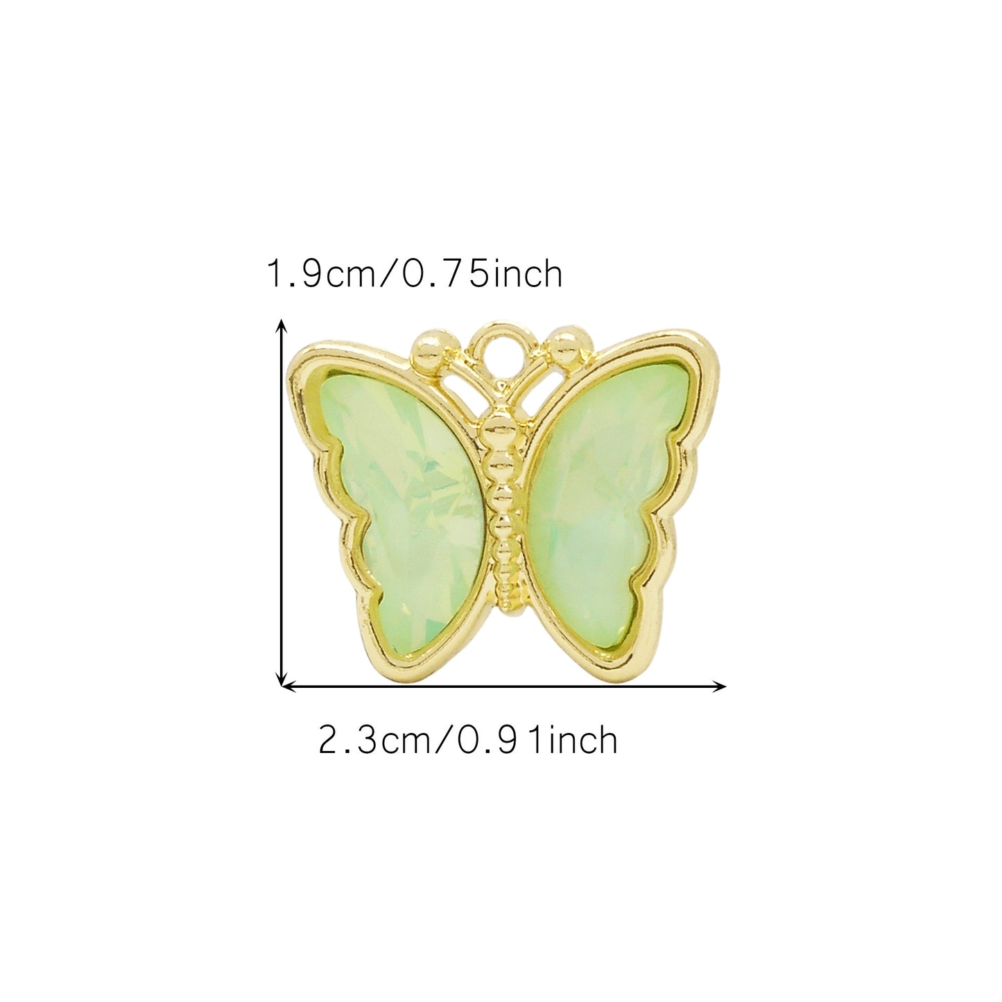 6Pcs Pearlescent Butterfly Charm with Crystal Rhinestone Gold Color Border Insect Design Alloy Pendant DIY Jewelry Making Accessory 19x23mm