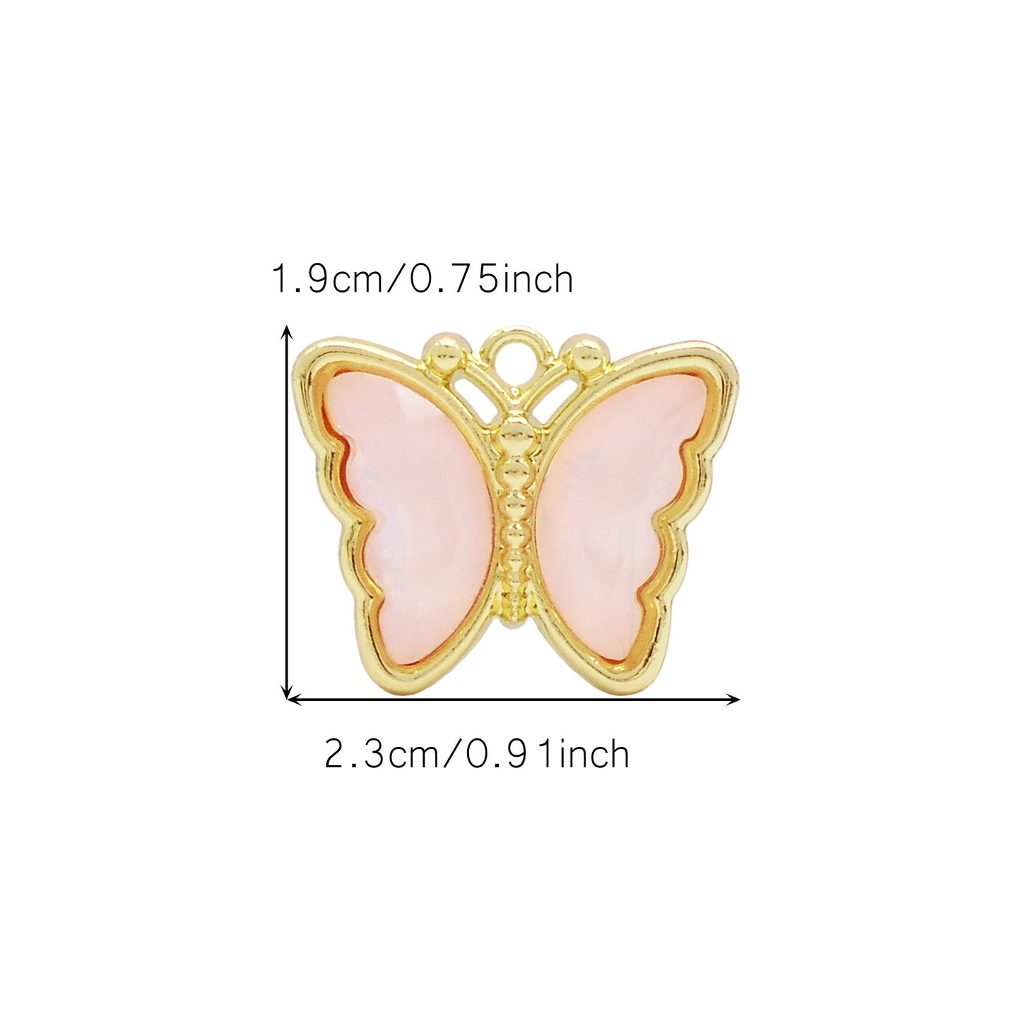 6Pcs Pearlescent Butterfly Charm with Crystal Rhinestone Gold Color Border Insect Design Alloy Pendant DIY Jewelry Making Accessory 19x23mm