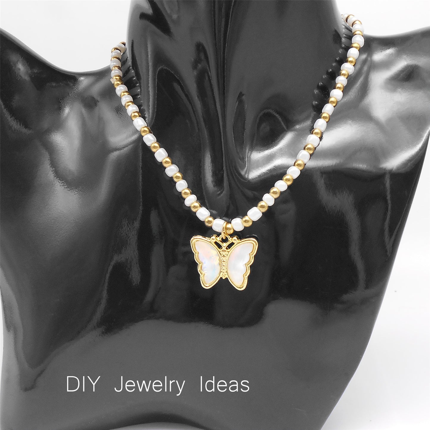 6Pcs Pearlescent Butterfly Charm with Crystal Rhinestone Gold Color Border Insect Design Alloy Pendant DIY Jewelry Making Accessory 19x23mm