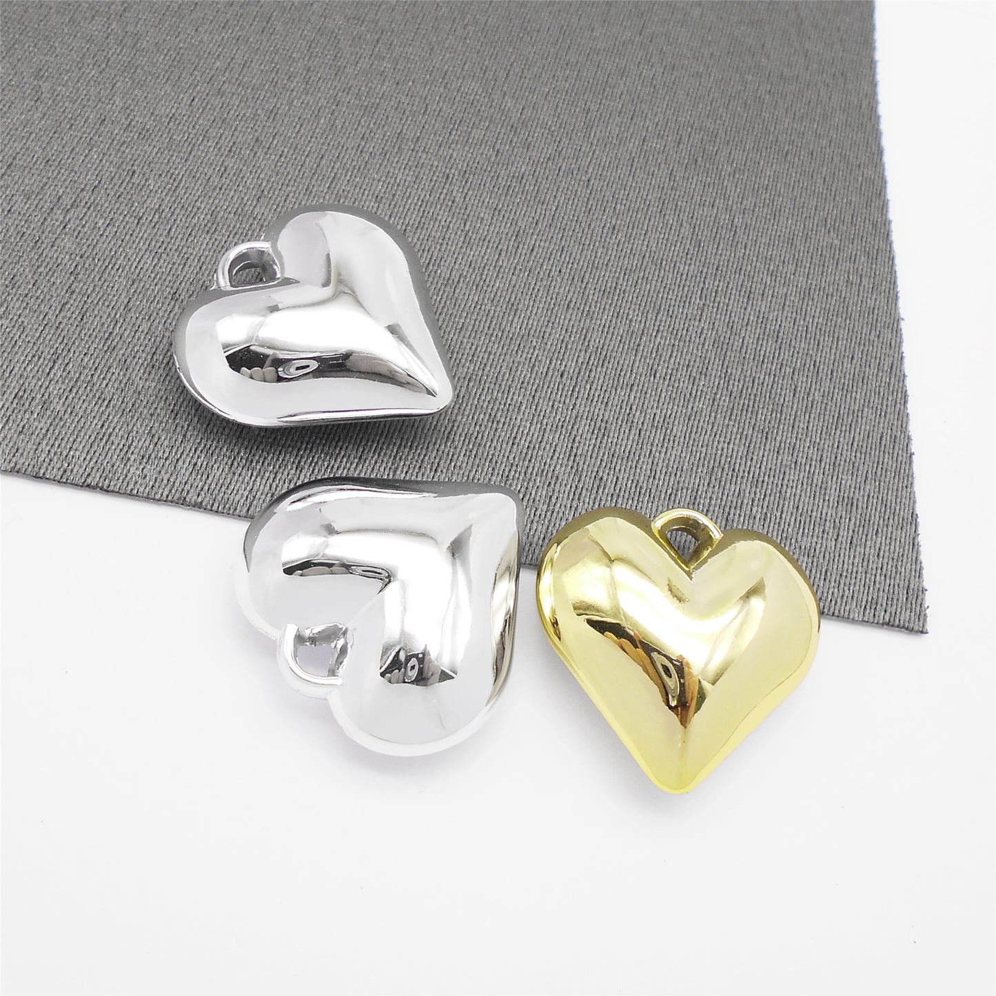 2Pcs 31x31.5mm Big 3D Love Heart Charm CCB Material Jewelry Pendant DIY Necklace Earrings Decor Supplies Handbag Dangle Making Accessory