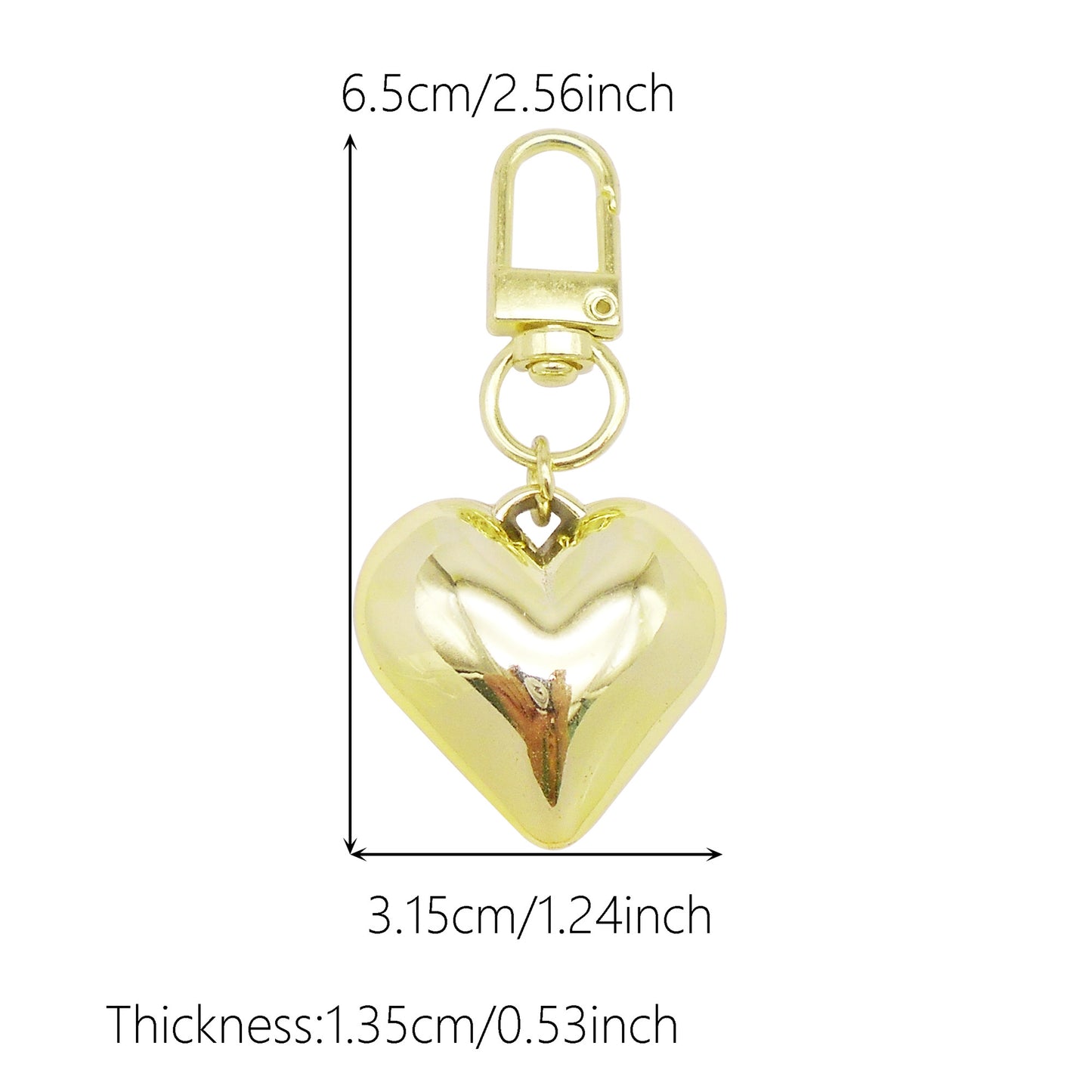 2Pcs 65x31.5mm 3D Heart Dangle Charm with Clasp - DIY Jewelry Pendant CCB Material Women Bags Purse Hanging Decor Key Chain Key Ring Making Supplies