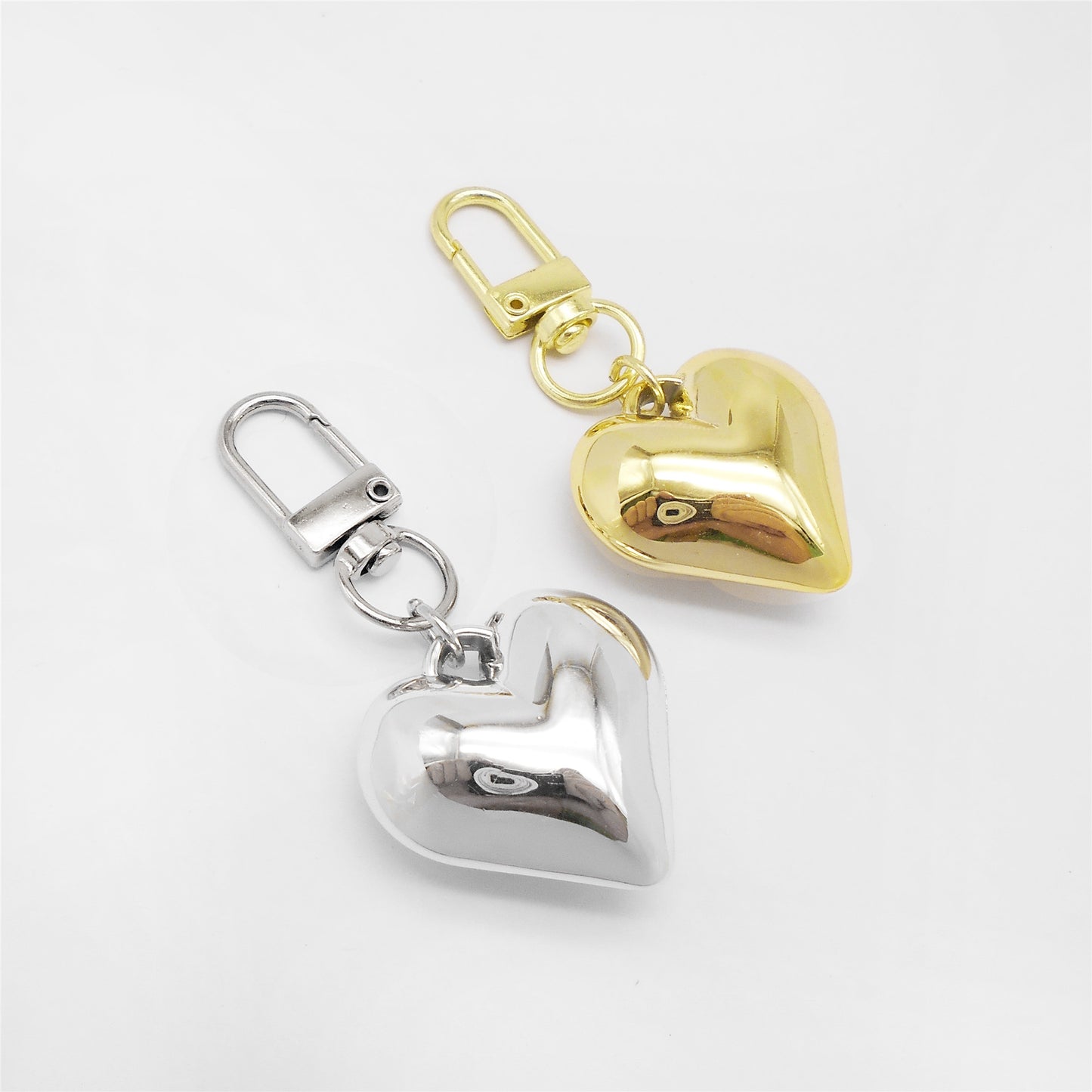 2Pcs 65x31.5mm 3D Heart Dangle Charm with Clasp - DIY Jewelry Pendant CCB Material Women Bags Purse Hanging Decor Key Chain Key Ring Making Supplies