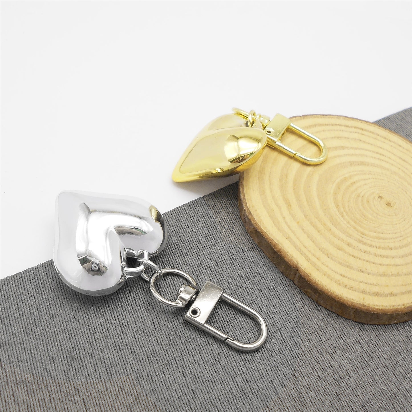 2Pcs 65x31.5mm 3D Heart Dangle Charm with Clasp - DIY Jewelry Pendant CCB Material Women Bags Purse Hanging Decor Key Chain Key Ring Making Supplies