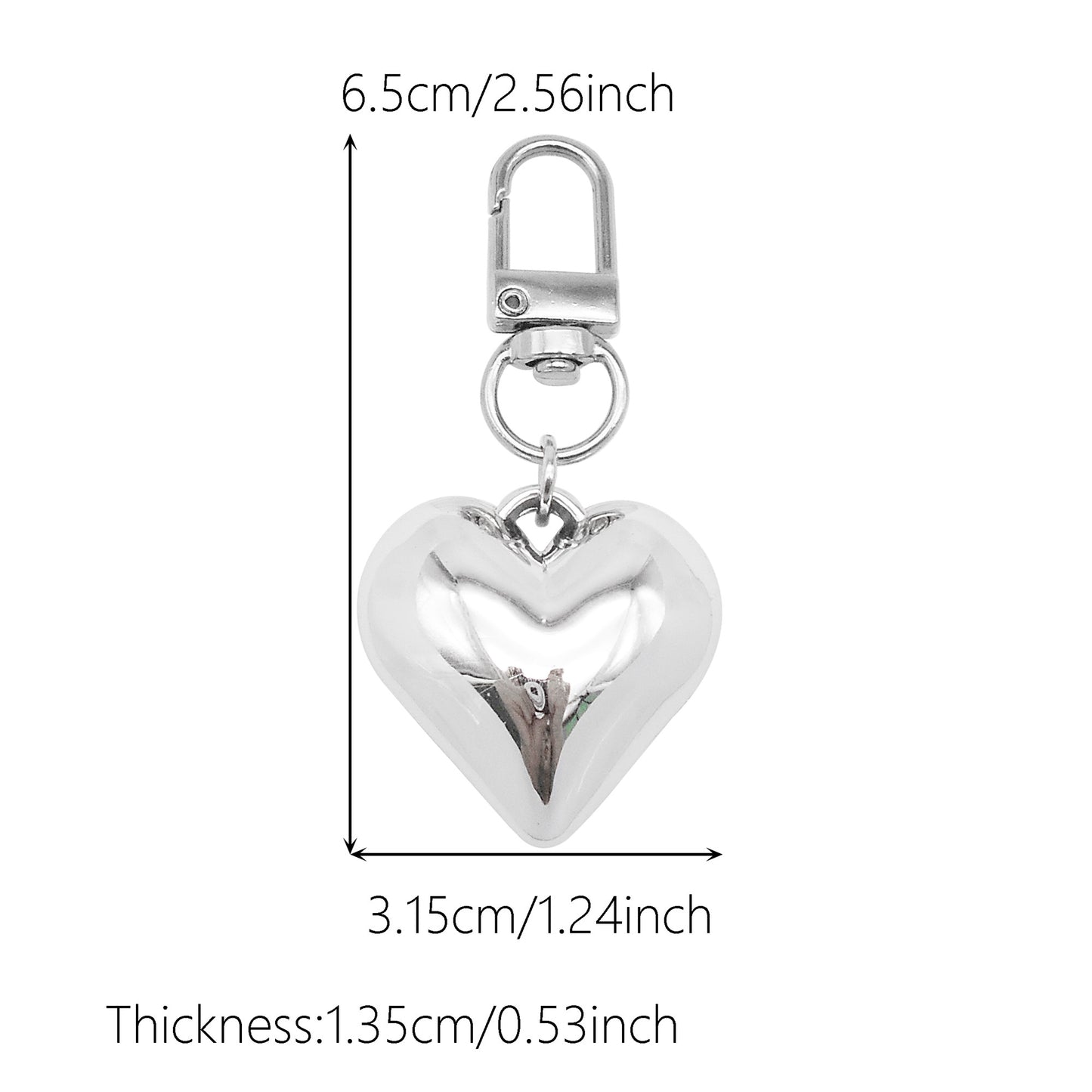 2Pcs 65x31.5mm 3D Heart Dangle Charm with Clasp - DIY Jewelry Pendant CCB Material Women Bags Purse Hanging Decor Key Chain Key Ring Making Supplies