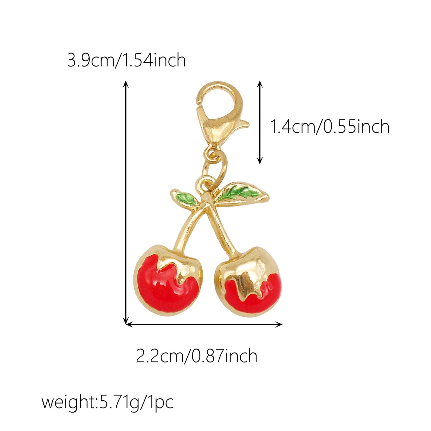 Multi-Style Alloy Dangle Charm with Lobster Clasp-Cherry&Strawberry&Heart&Shoes Design Pendant-DIY Jewelry Making Supplies Purses Bags Shoes Hanging Decor