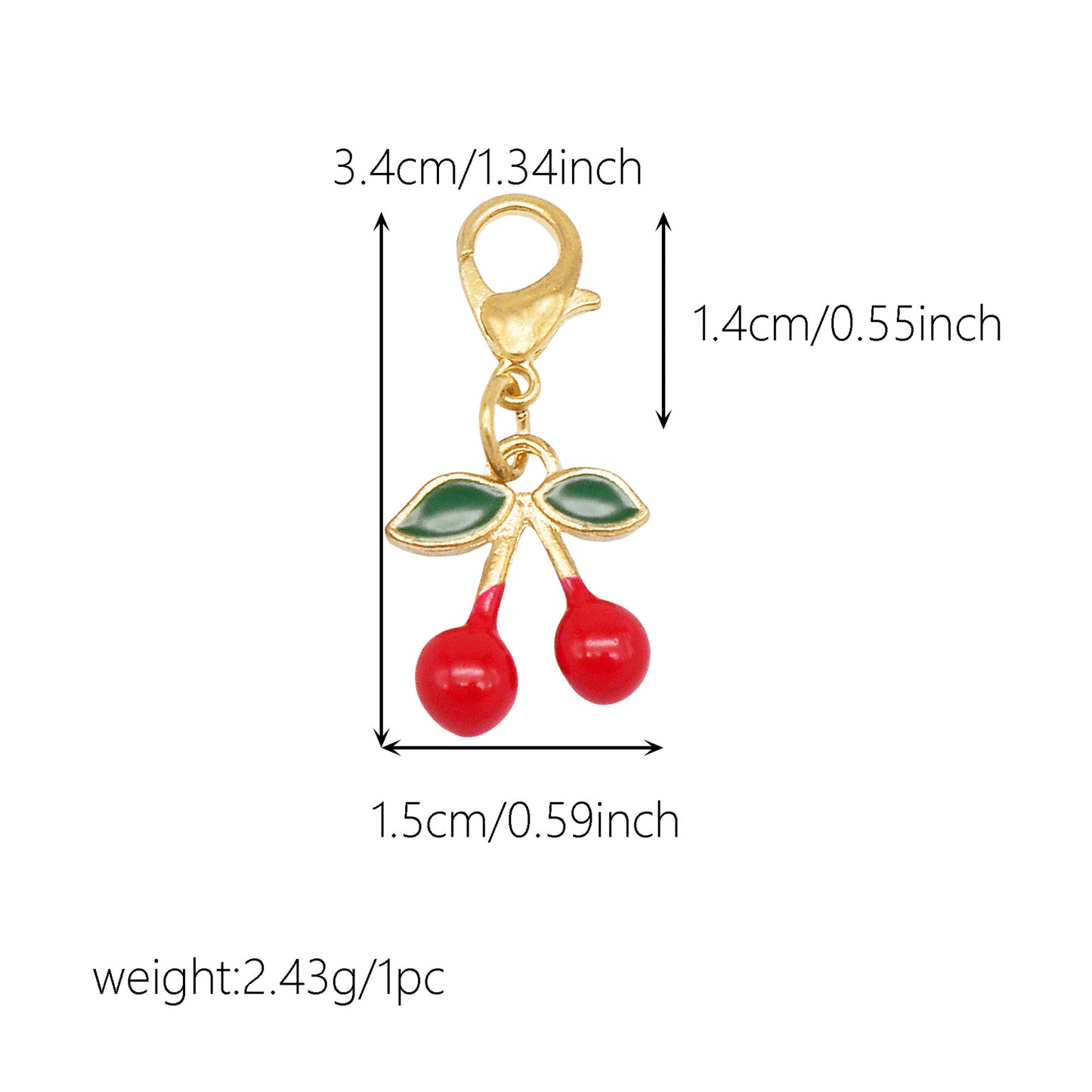 Multi-Style Alloy Dangle Charm with Lobster Clasp-Cherry&Strawberry&Heart&Shoes Design Pendant-DIY Jewelry Making Supplies Purses Bags Shoes Hanging Decor