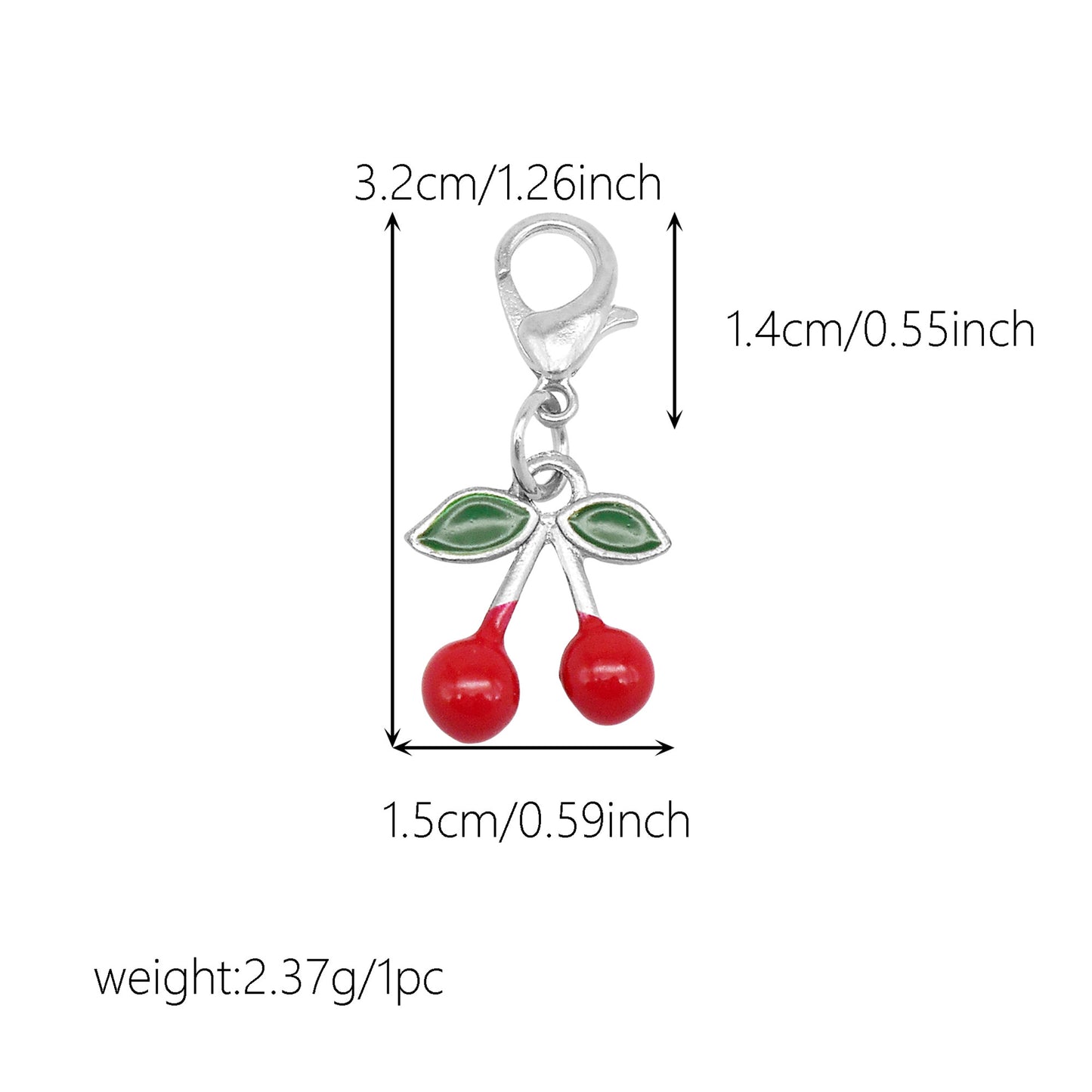Multi-Style Alloy Dangle Charm with Lobster Clasp-Cherry&Strawberry&Heart&Shoes Design Pendant-DIY Jewelry Making Supplies Purses Bags Shoes Hanging Decor