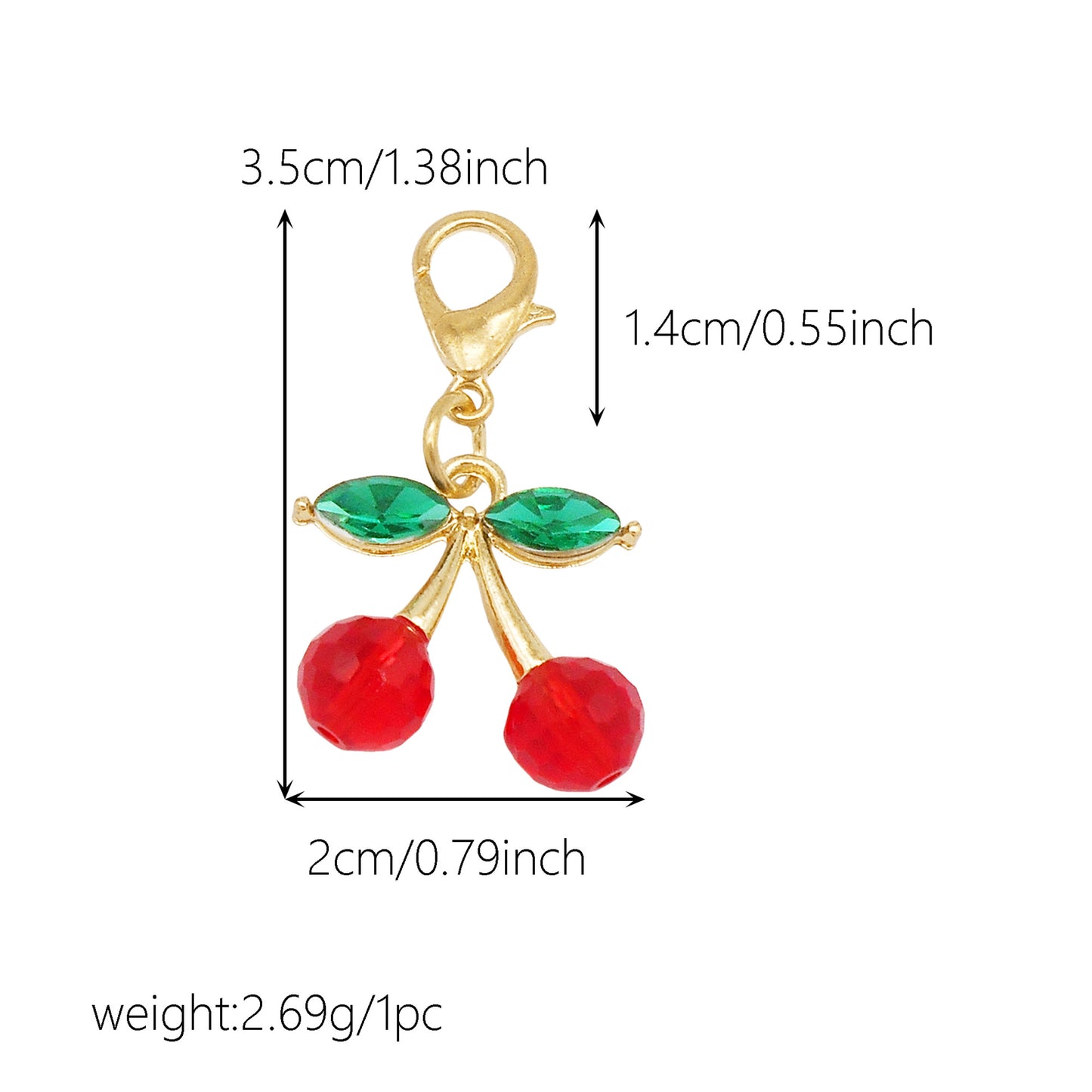 Multi-Style Alloy Dangle Charm with Lobster Clasp-Cherry&Strawberry&Heart&Shoes Design Pendant-DIY Jewelry Making Supplies Purses Bags Shoes Hanging Decor