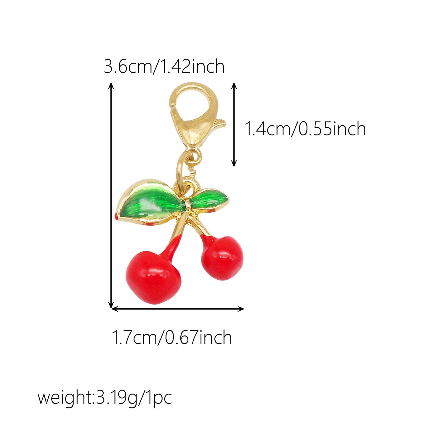 Multi-Style Alloy Dangle Charm with Lobster Clasp-Cherry&Strawberry&Heart&Shoes Design Pendant-DIY Jewelry Making Supplies Purses Bags Shoes Hanging Decor