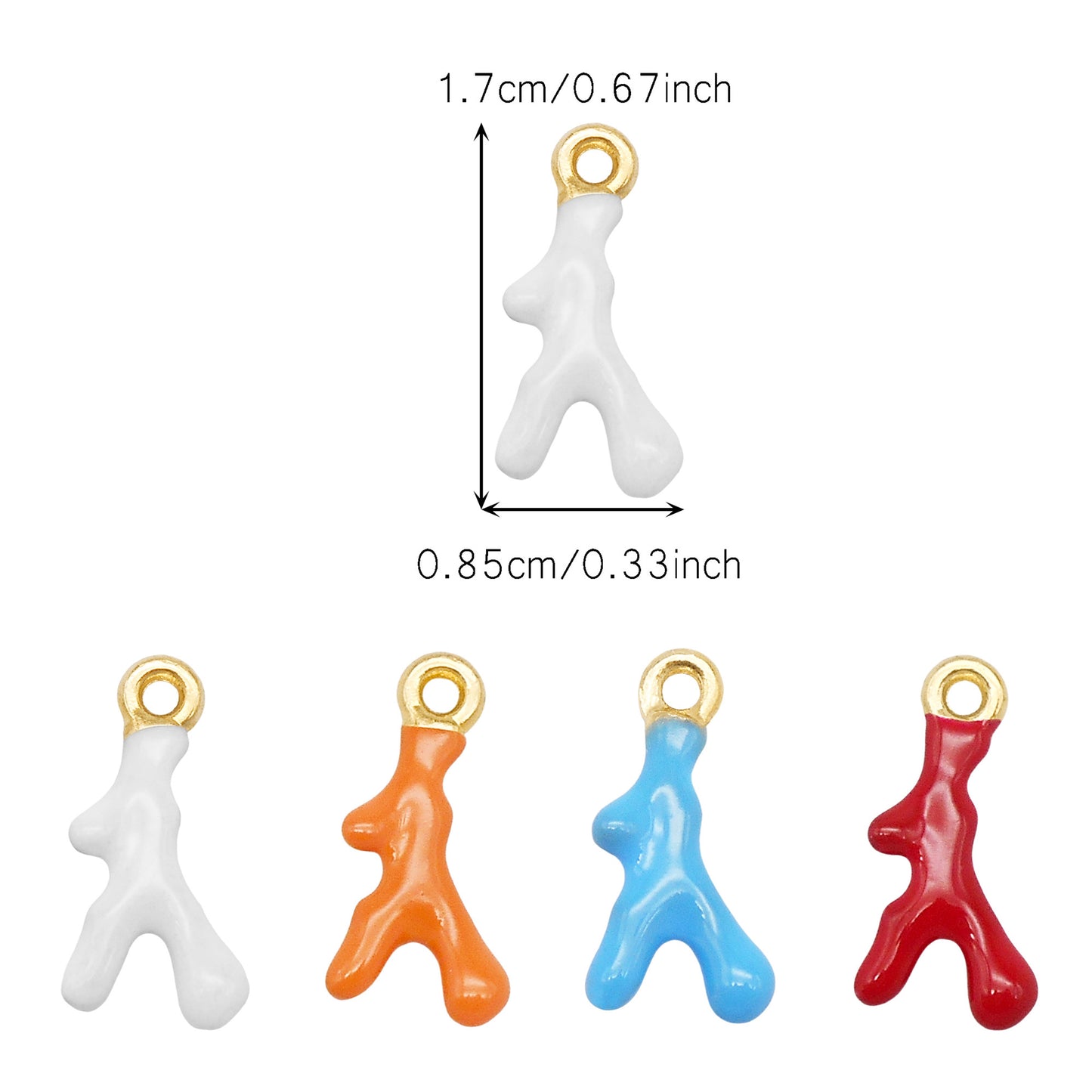 12Pcs Christmas Deer Antlers Charm Alloy Enamel Coral Branch Shape Pendant for Jewelry Necklace Bracelet Making DIY Crafts Decor Supplies 17x8.5mm