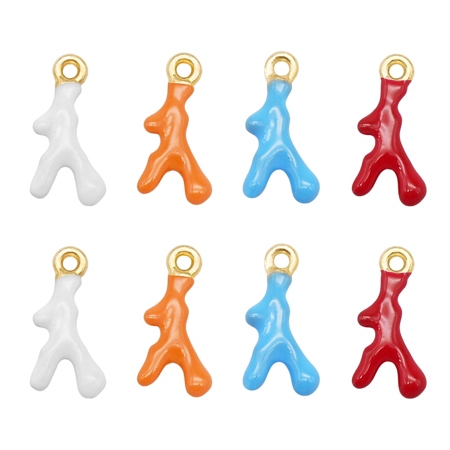 12Pcs Christmas Deer Antlers Charm Alloy Enamel Coral Branch Shape Pendant for Jewelry Necklace Bracelet Making DIY Crafts Decor Supplies 17x8.5mm