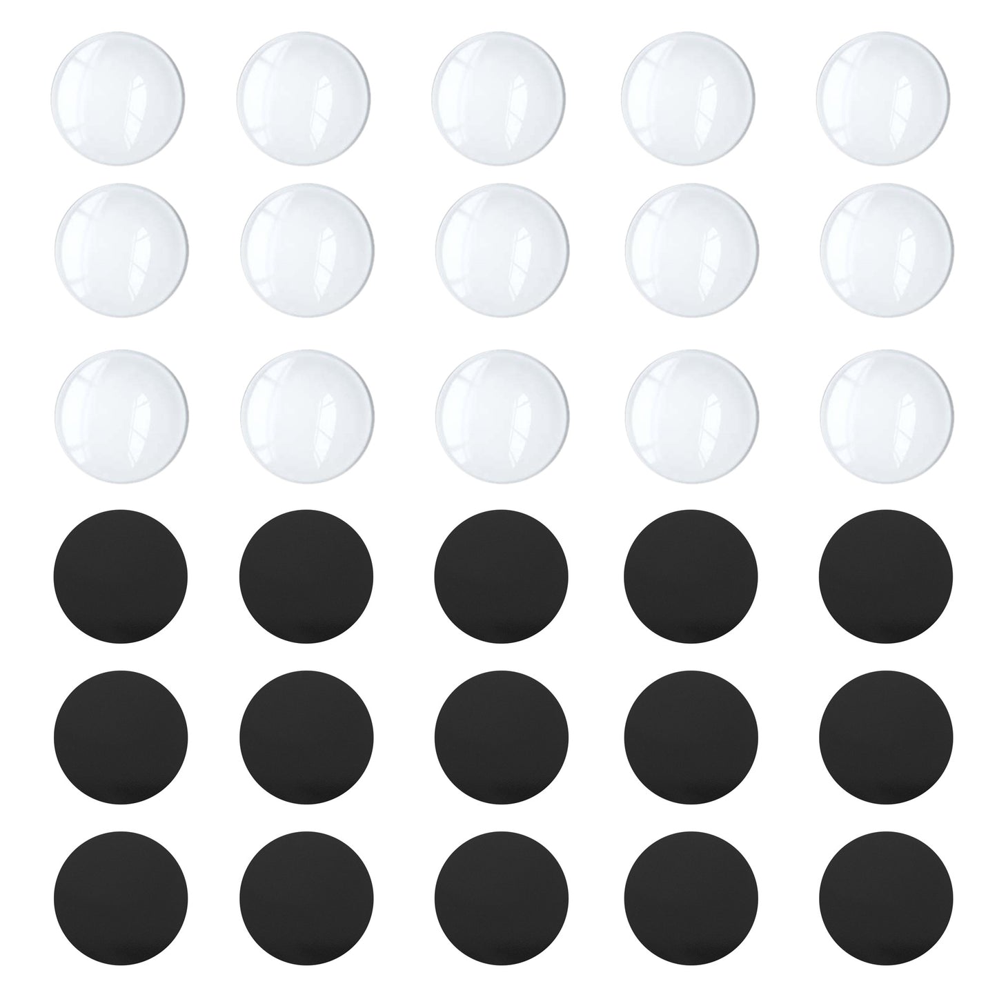 6pcs Self-Adhesive Round Stickers with Matching Glass Cabochons Flexible Rubber Patch 2.5/3/3.5cm Diameter Magnet Sheet for DIY Fridge Decor Phone Case Making Accessory & Wall Sticker