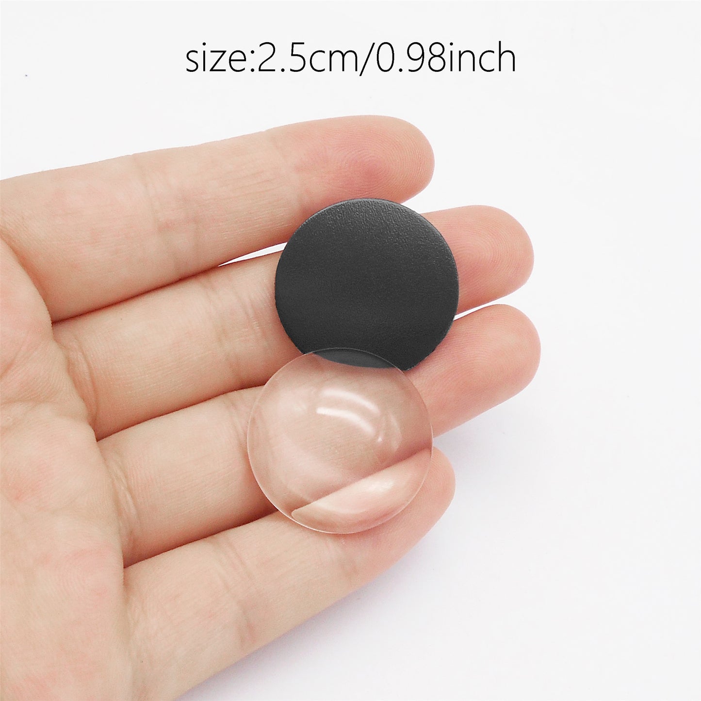 6pcs Self-Adhesive Round Stickers with Matching Glass Cabochons Flexible Rubber Patch 2.5/3/3.5cm Diameter Magnet Sheet for DIY Fridge Decor Phone Case Making Accessory & Wall Sticker