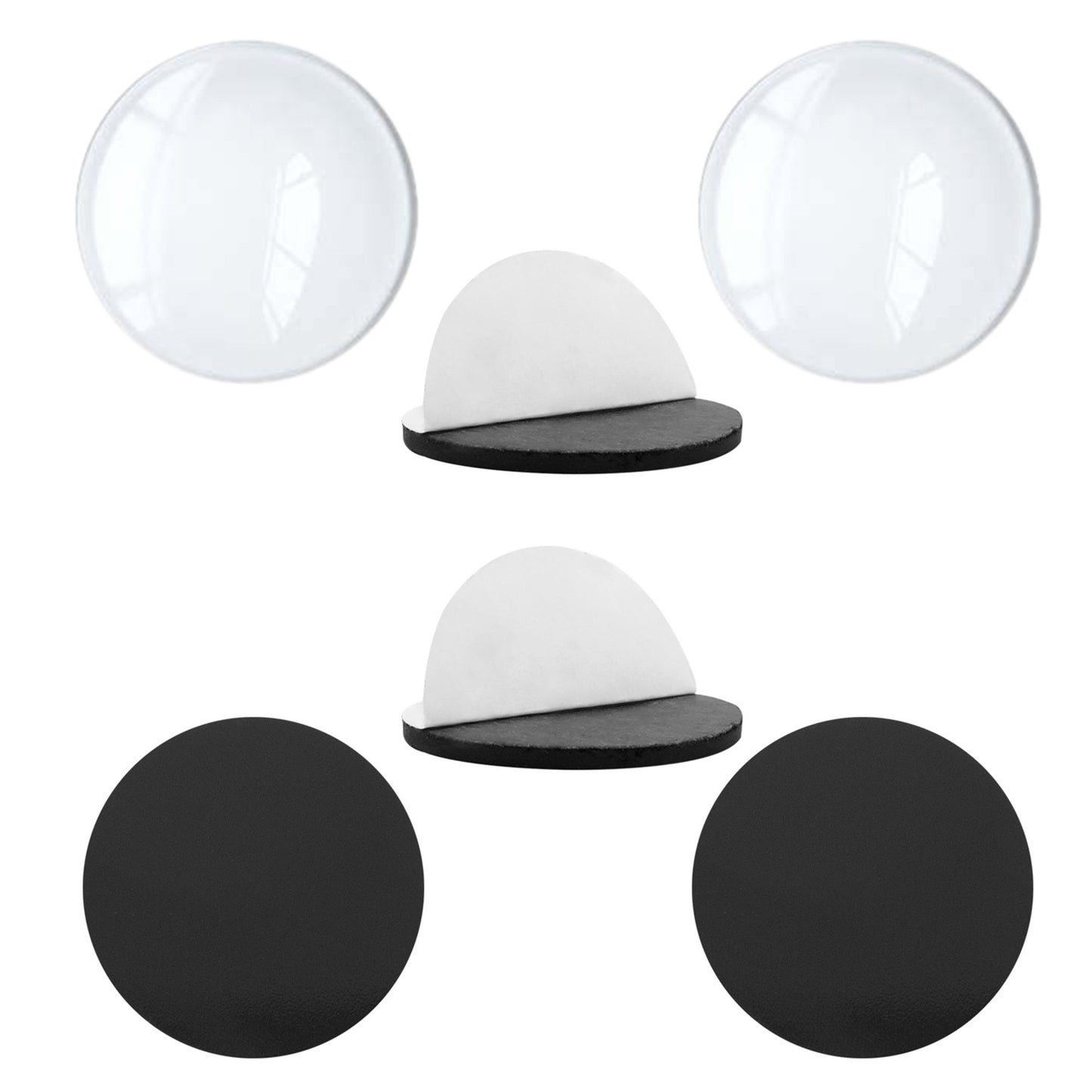 6pcs Self-Adhesive Round Stickers with Matching Glass Cabochons Flexible Rubber Patch 2.5/3/3.5cm Diameter Magnet Sheet for DIY Fridge Decor Phone Case Making Accessory & Wall Sticker