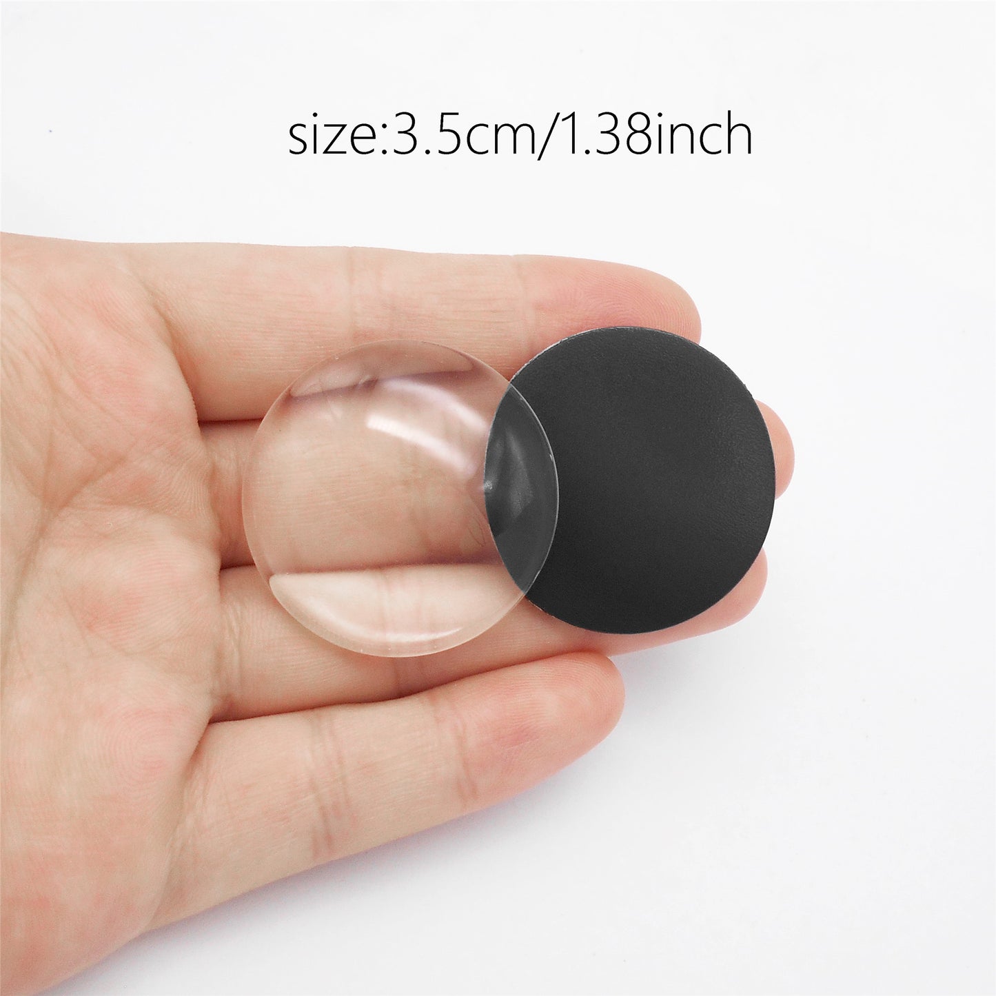 6pcs Self-Adhesive Round Stickers with Matching Glass Cabochons Flexible Rubber Patch 2.5/3/3.5cm Diameter Magnet Sheet for DIY Fridge Decor Phone Case Making Accessory & Wall Sticker