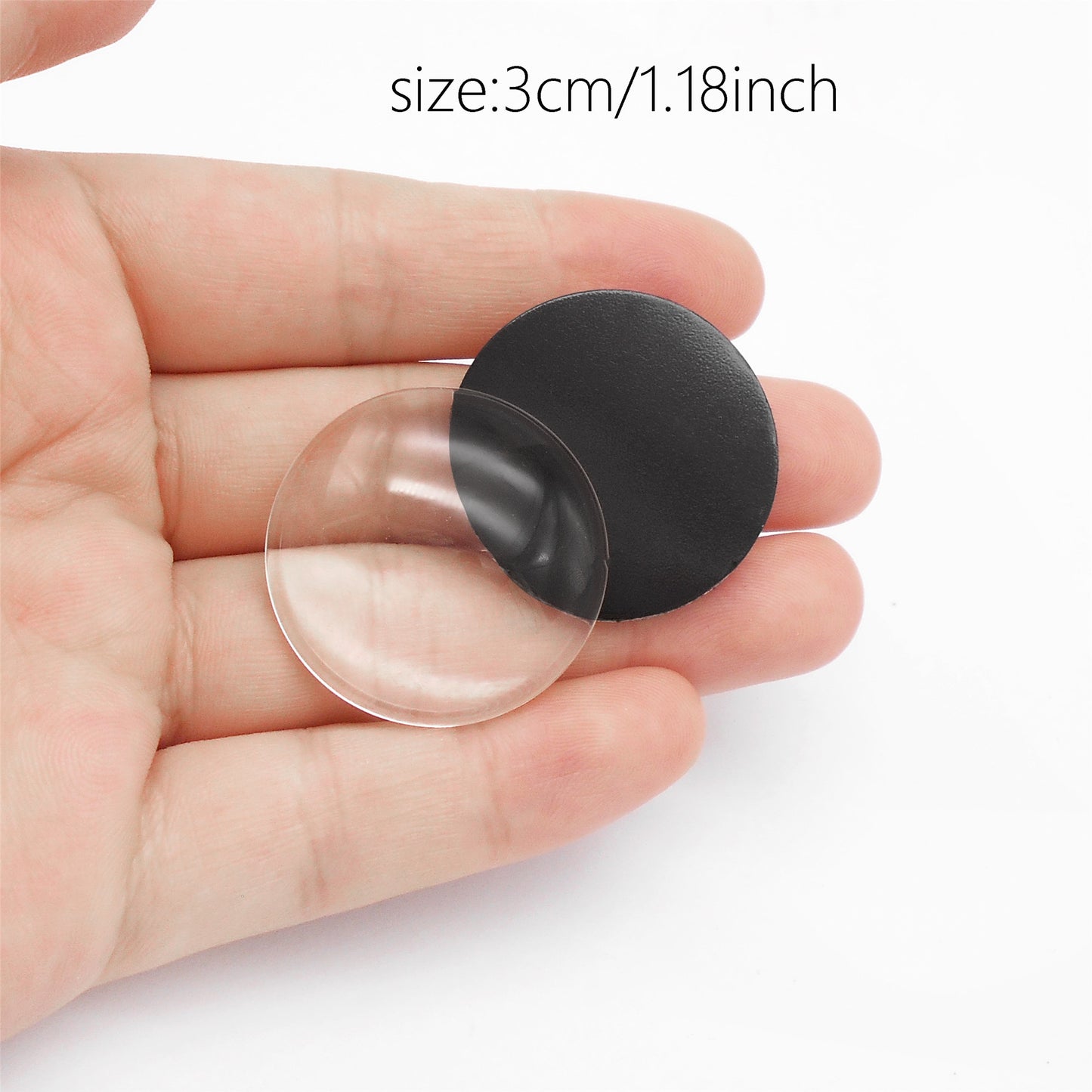 6pcs Self-Adhesive Round Stickers with Matching Glass Cabochons Flexible Rubber Patch 2.5/3/3.5cm Diameter Magnet Sheet for DIY Fridge Decor Phone Case Making Accessory & Wall Sticker