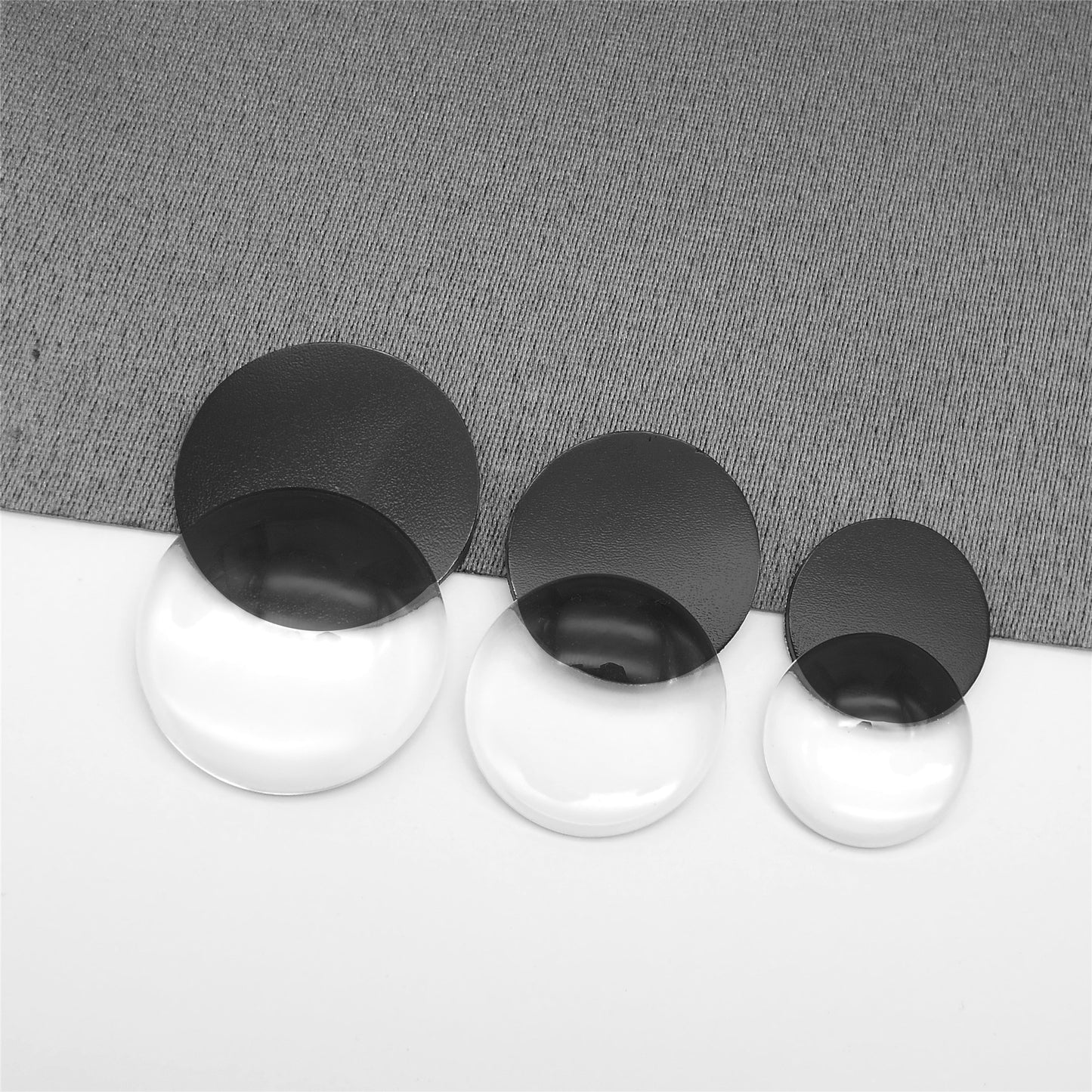 6pcs Self-Adhesive Round Stickers with Matching Glass Cabochons Flexible Rubber Patch 2.5/3/3.5cm Diameter Magnet Sheet for DIY Fridge Decor Phone Case Making Accessory & Wall Sticker