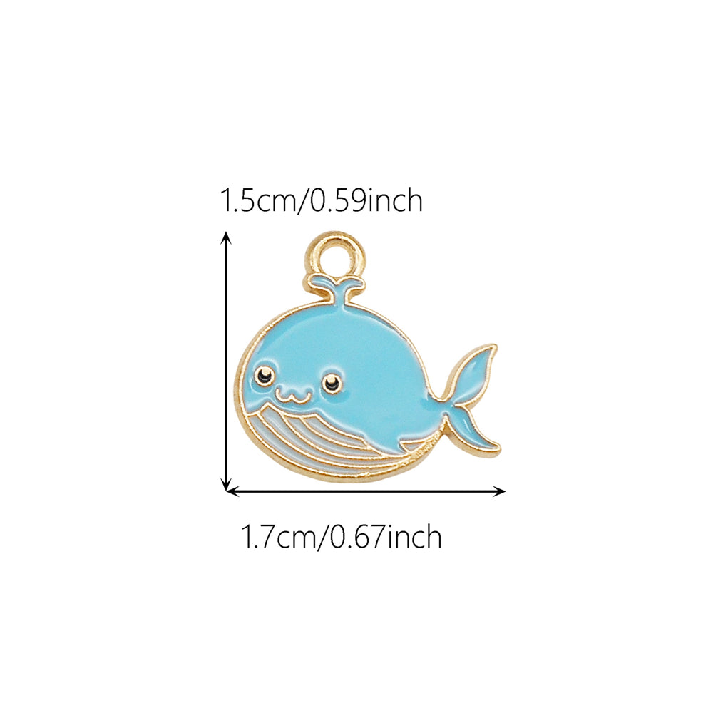 10Pcs Cute Enamel Marine Life Charm Whale Turtle Seahorse Shape Pendant Alloy - Summer Beach Holiday Collection Charms DIY Jewelry Making Accessories