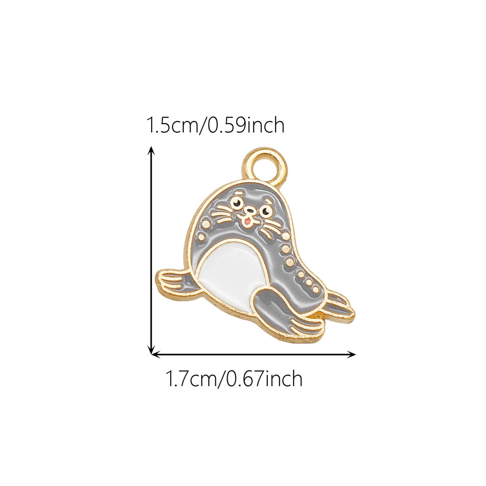 10Pcs Cute Enamel Marine Life Charm Whale Turtle Seahorse Shape Pendant Alloy - Summer Beach Holiday Collection Charms DIY Jewelry Making Accessories