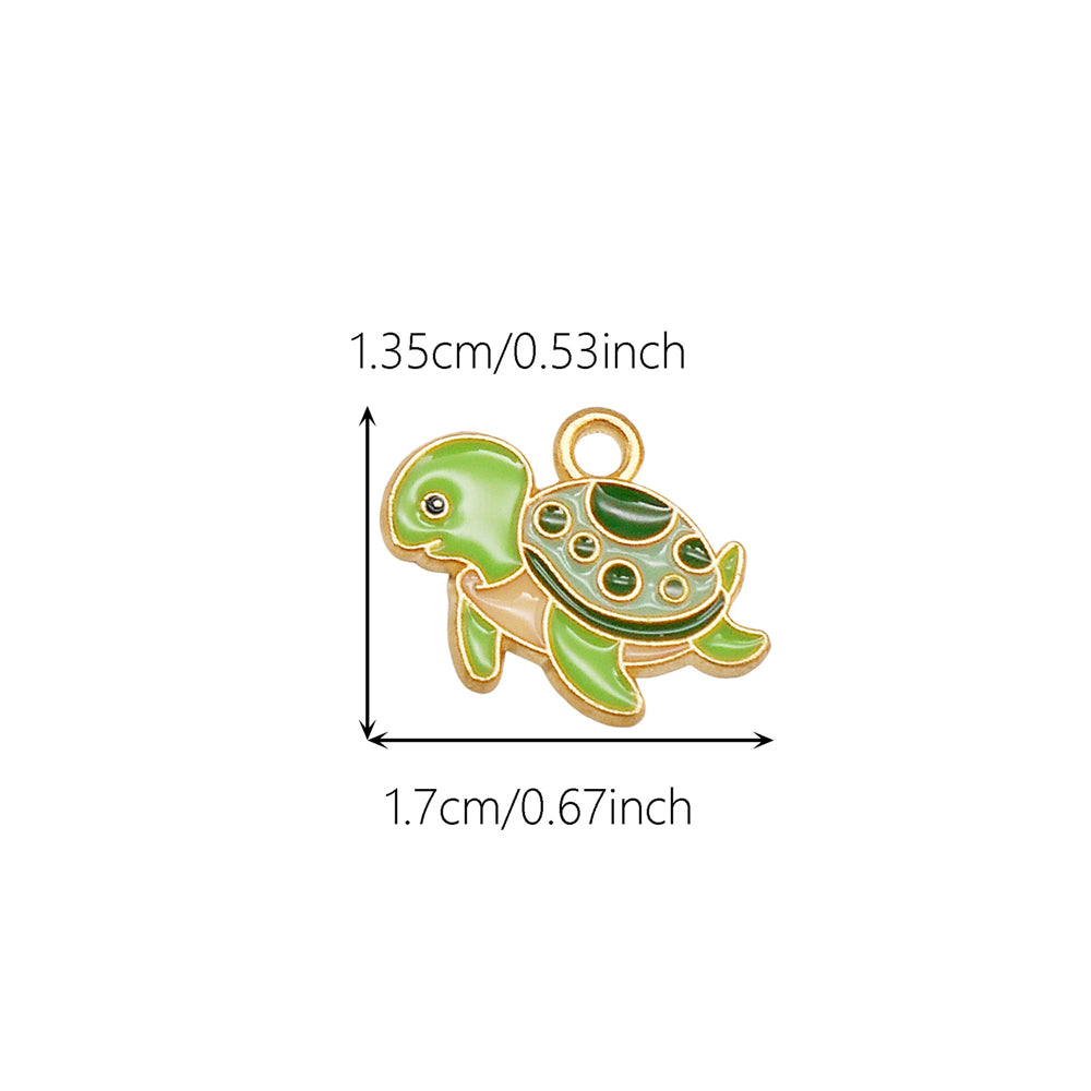 10Pcs Cute Enamel Marine Life Charm Whale Turtle Seahorse Shape Pendant Alloy - Summer Beach Holiday Collection Charms DIY Jewelry Making Accessories