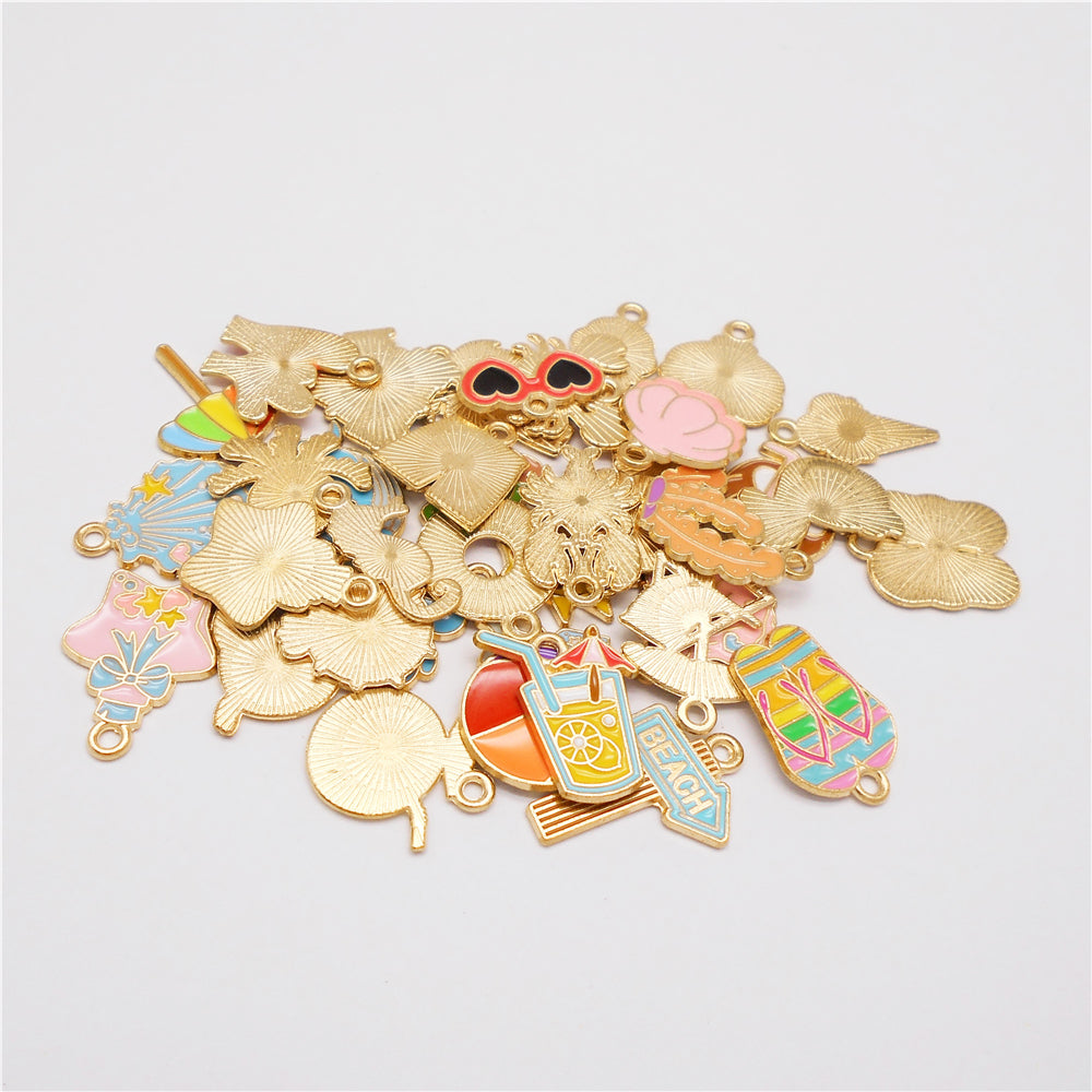 10Pcs Cute Enamel Marine Life Charm Whale Turtle Seahorse Shape Pendant Alloy - Summer Beach Holiday Collection Charms DIY Jewelry Making Accessories