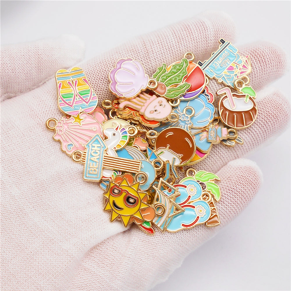 10Pcs Cute Enamel Marine Life Charm Whale Turtle Seahorse Shape Pendant Alloy - Summer Beach Holiday Collection Charms DIY Jewelry Making Accessories