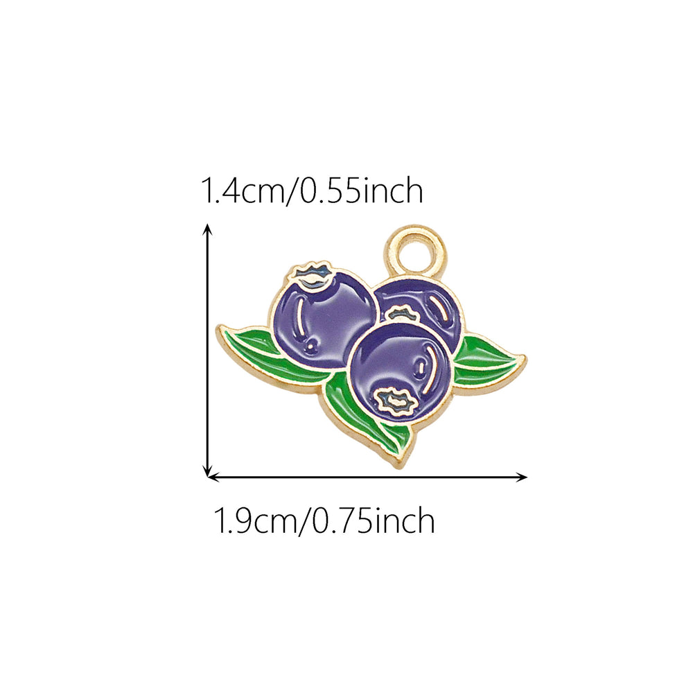10pcs Enamel Fruit Charm Apple Grape Strawberry Shape Pendant Alloy Imitation Fruit Charm for Necklace Bracelet Crafts Decor, Jewelry Making Supplies