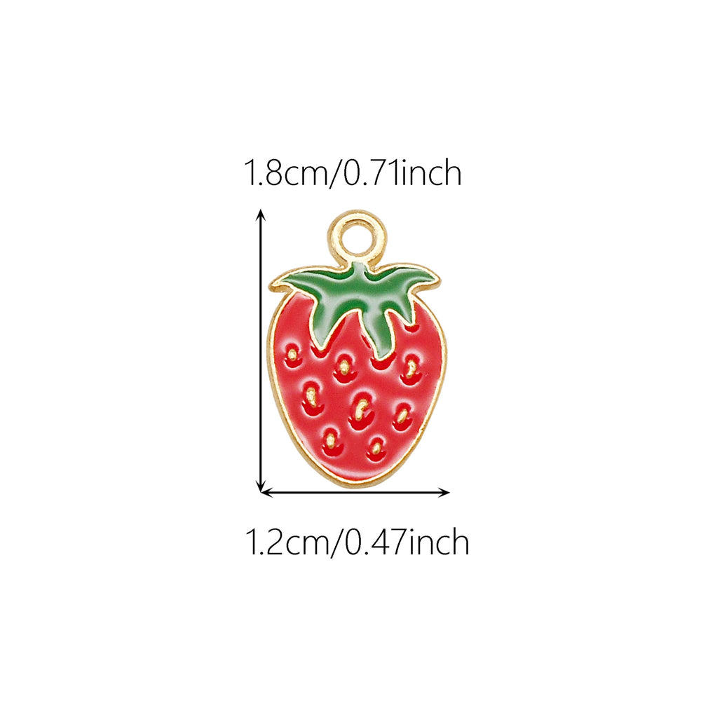 10pcs Enamel Fruit Charm Apple Grape Strawberry Shape Pendant Alloy Imitation Fruit Charm for Necklace Bracelet Crafts Decor, Jewelry Making Supplies