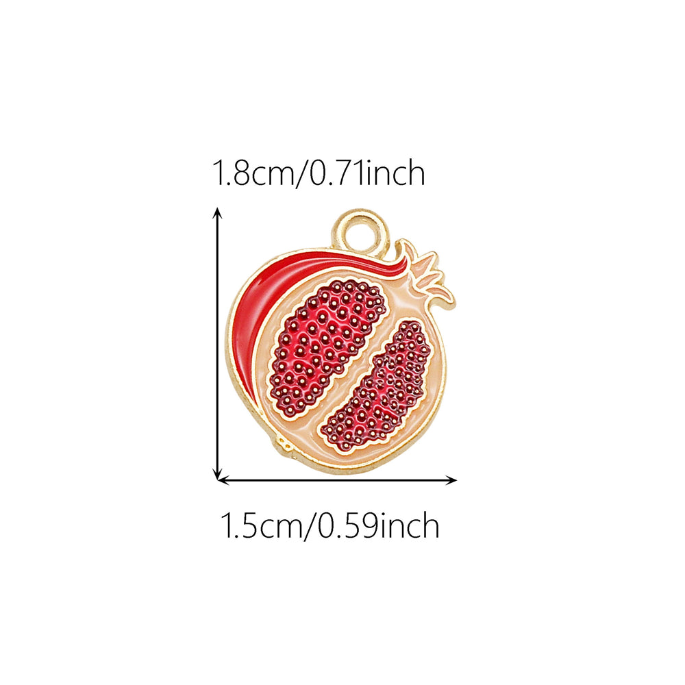 10pcs Enamel Fruit Charm Apple Grape Strawberry Shape Pendant Alloy Imitation Fruit Charm for Necklace Bracelet Crafts Decor, Jewelry Making Supplies