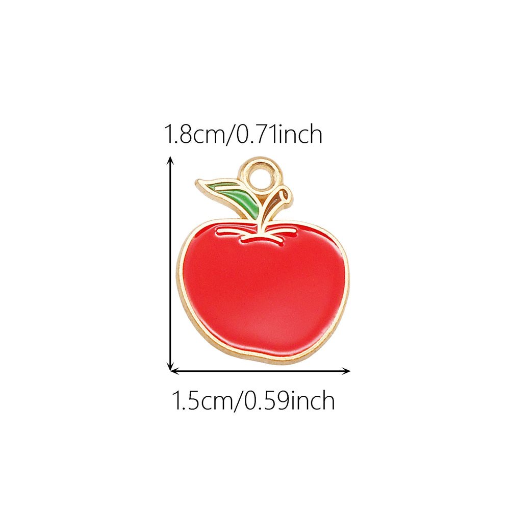 10pcs Enamel Fruit Charm Apple Grape Strawberry Shape Pendant Alloy Imitation Fruit Charm for Necklace Bracelet Crafts Decor, Jewelry Making Supplies
