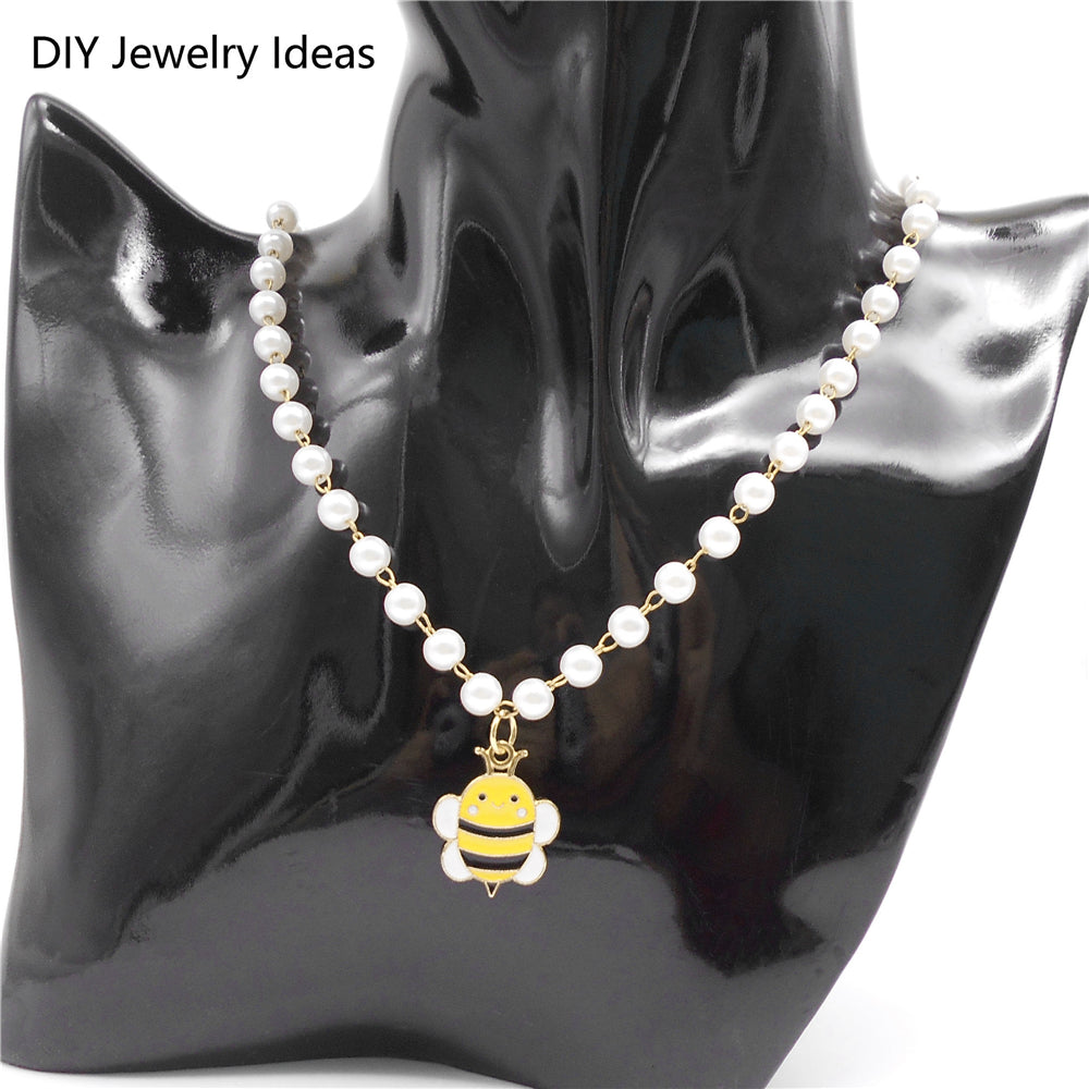 10pcs 23x18mm Cute Bee Charm Enamel Cartoon Bumblebee Pendant Alloy Jewelry Accessories for Necklace Bracelet Making DIY Crafts Decor