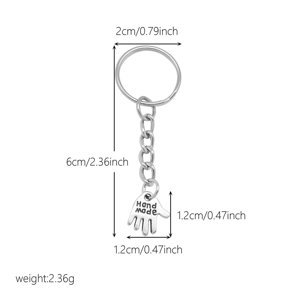 10Pcs Retro Silver Dangle Pendant with Conncetor Loop - Alloy Keyring Heart Star Moon Shape Charm Handmade Keychain for Car Key & Bag Decoration