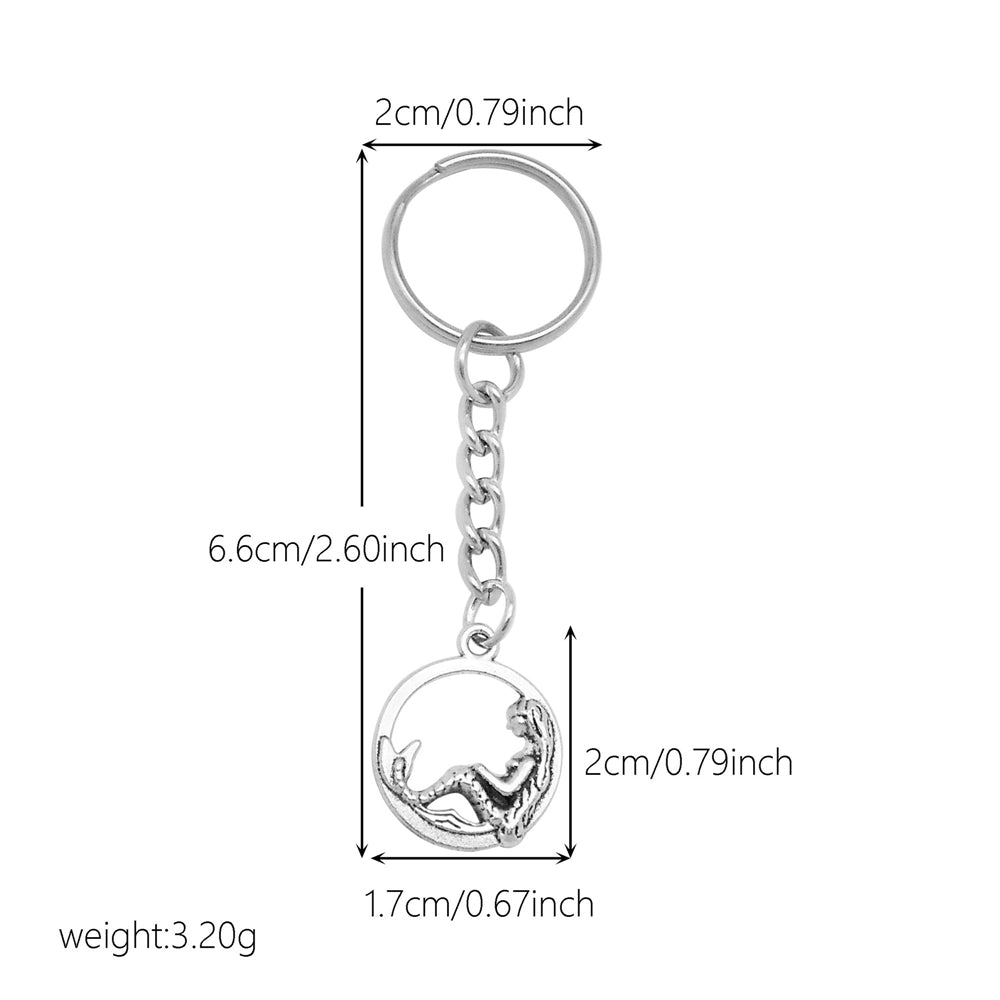 10Pcs Retro Silver Dangle Pendant with Conncetor Loop - Alloy Keyring Heart Star Moon Shape Charm Handmade Keychain for Car Key & Bag Decoration