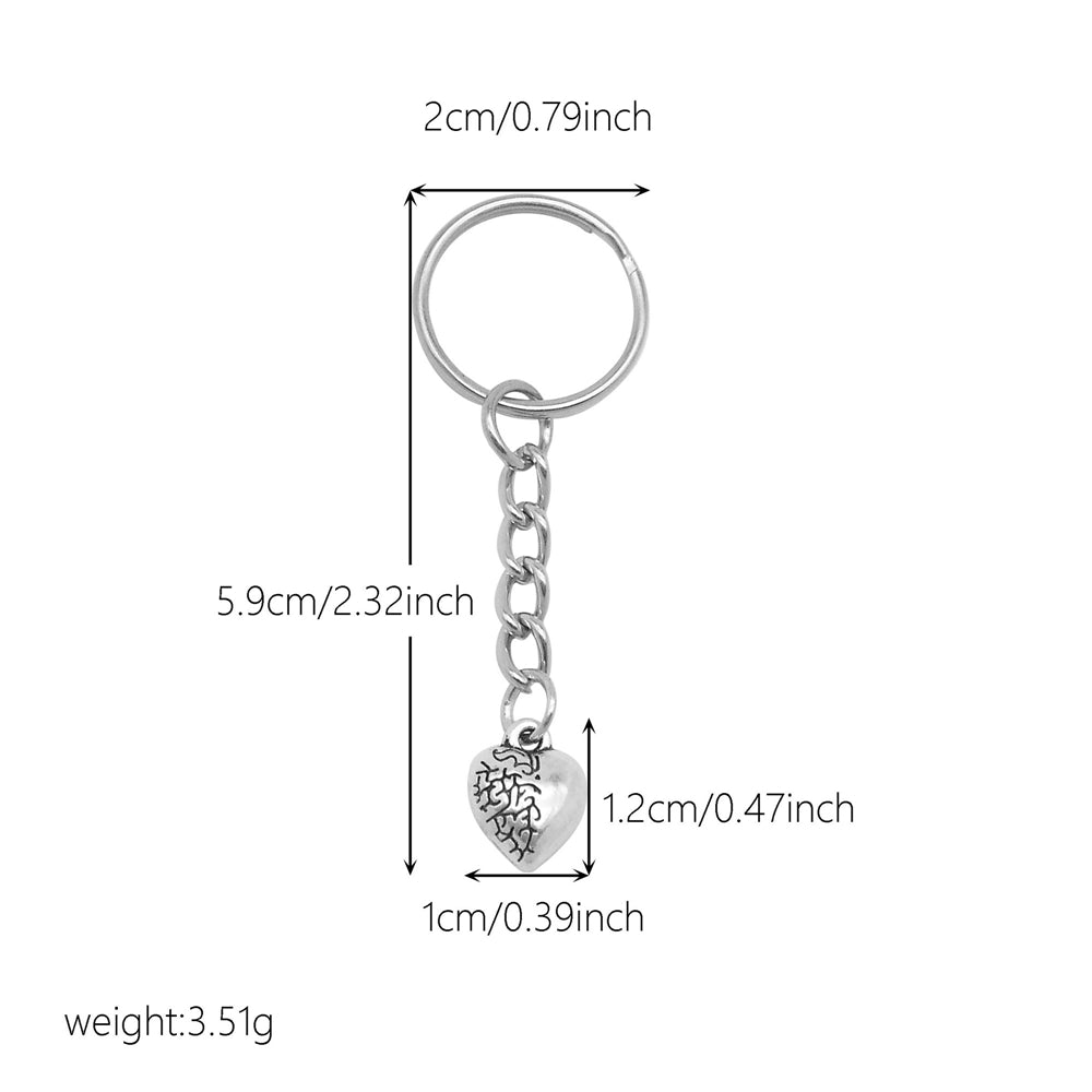 10Pcs Retro Silver Dangle Pendant with Conncetor Loop - Alloy Keyring Heart Star Moon Shape Charm Handmade Keychain for Car Key & Bag Decoration