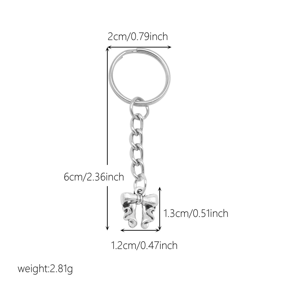 10Pcs Retro Silver Dangle Pendant with Conncetor Loop - Alloy Keyring Heart Star Moon Shape Charm Handmade Keychain for Car Key & Bag Decoration